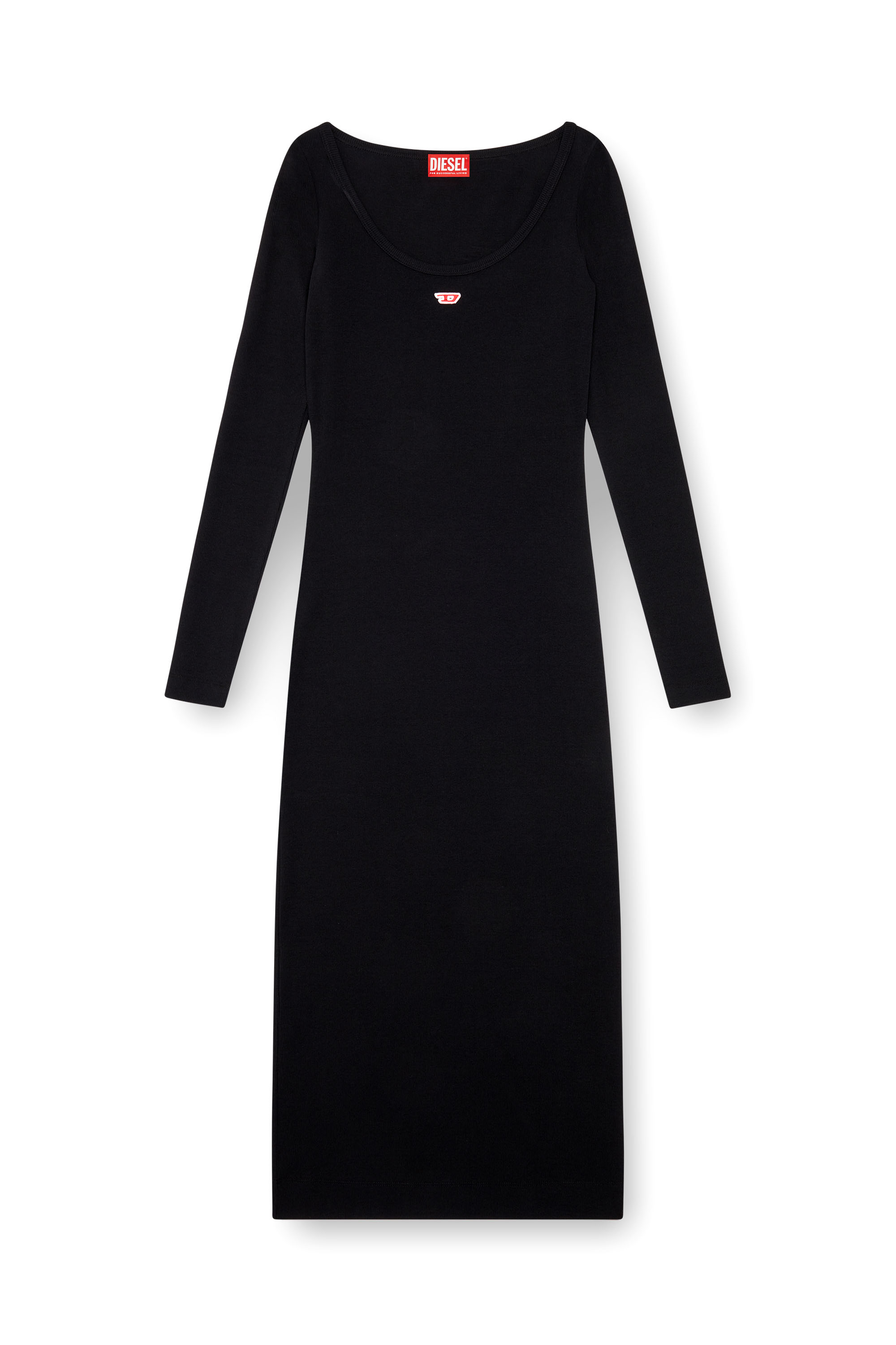 Diesel - D-BALLET-D, Damen Midi-Kleid mit U-Ausschnitt. in Schwarz - 2