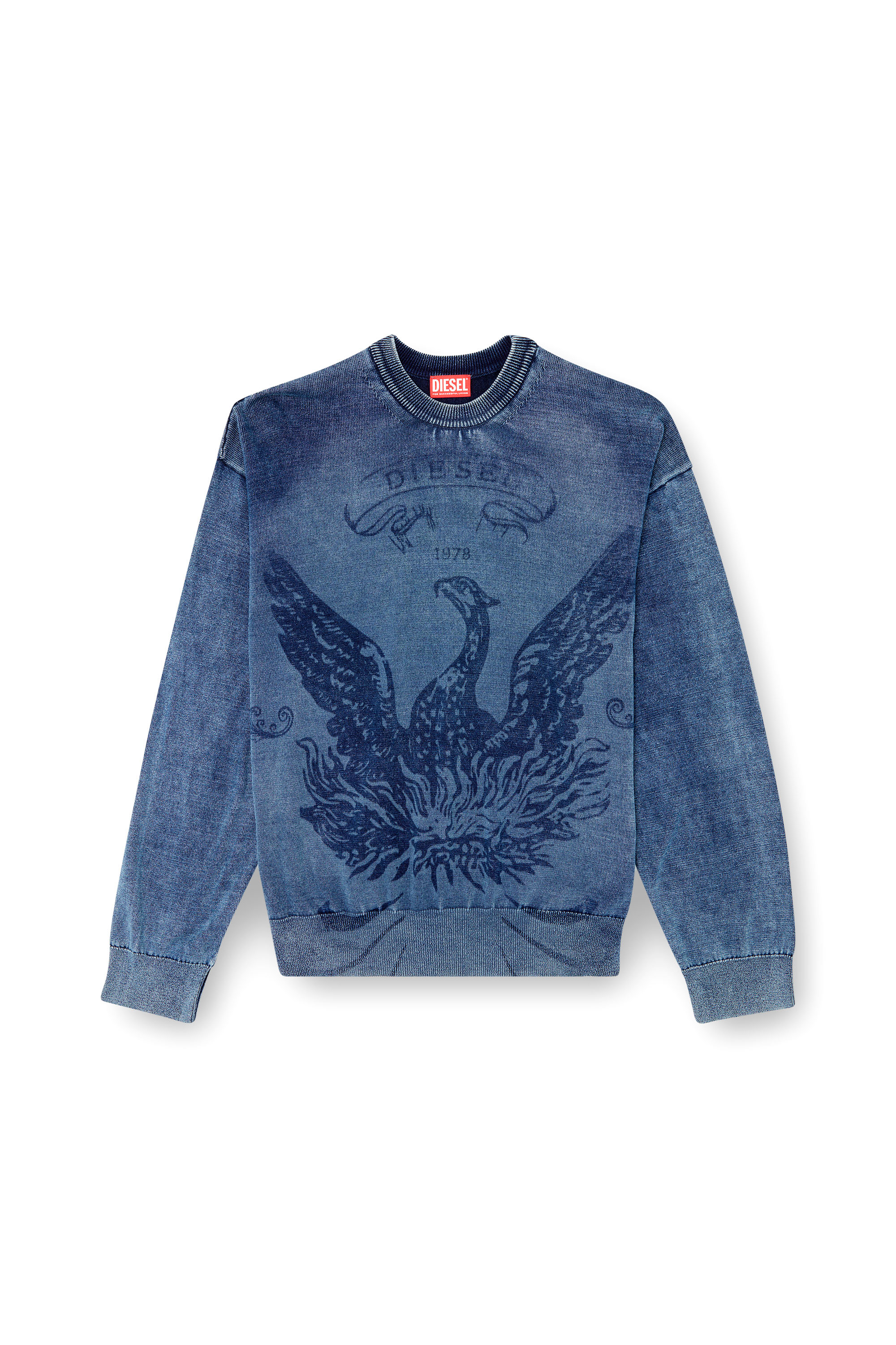 Diesel - K-FENICOL, Herren Indigo-Pullover mit Phoenix-Logo in Blau - 3