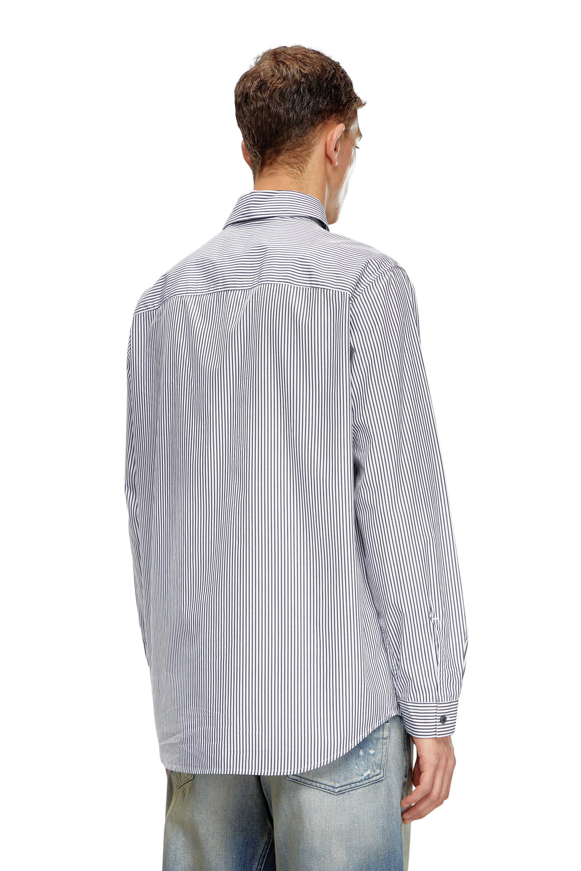 Diesel - S-SIMPLY-E, Chemise rayée avec broderie Oval D Homme in Noir - 4