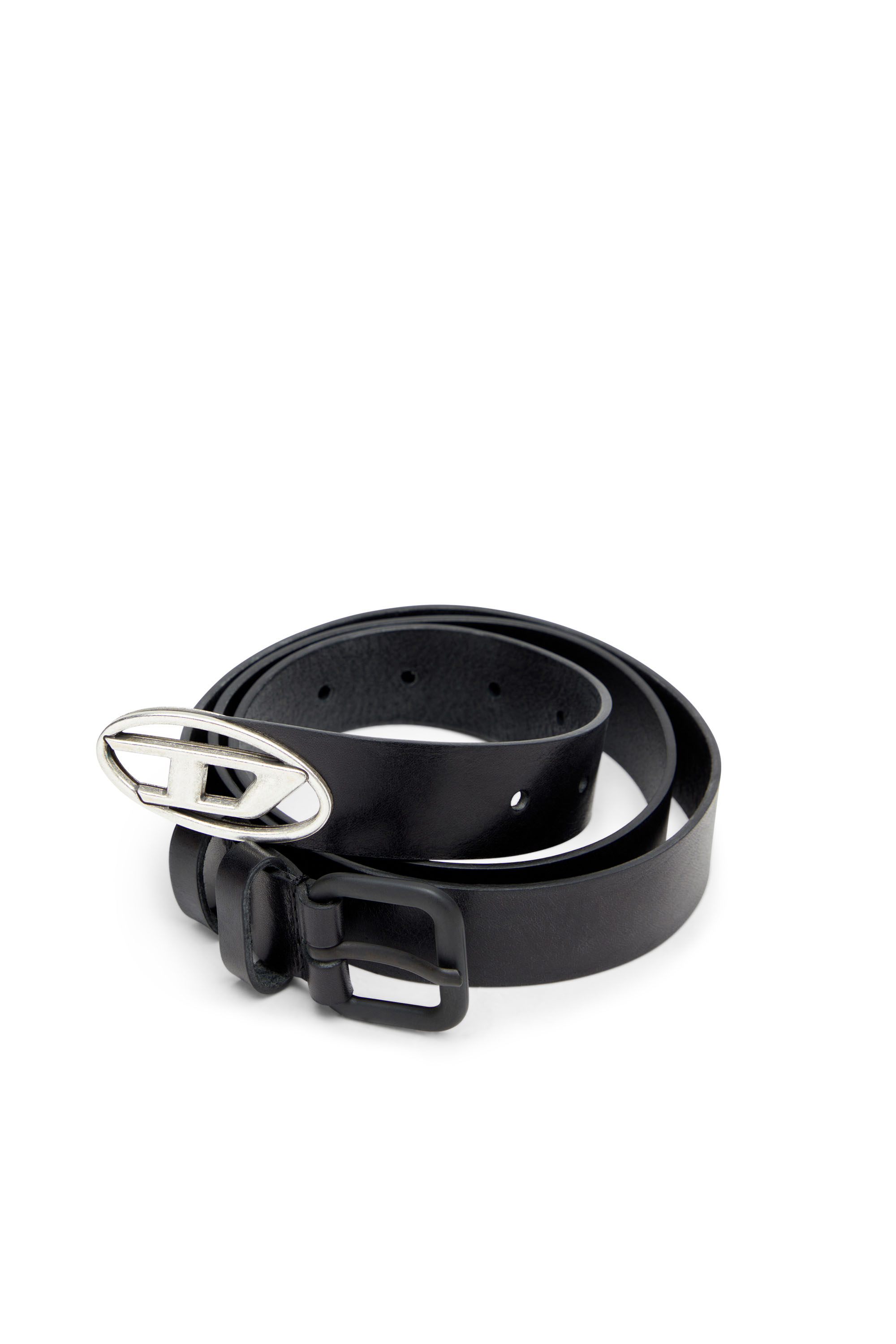 Diesel - B-INLAY, Cintura 2.9 cm in pelle con logo oval D Unisex in Nero - 3