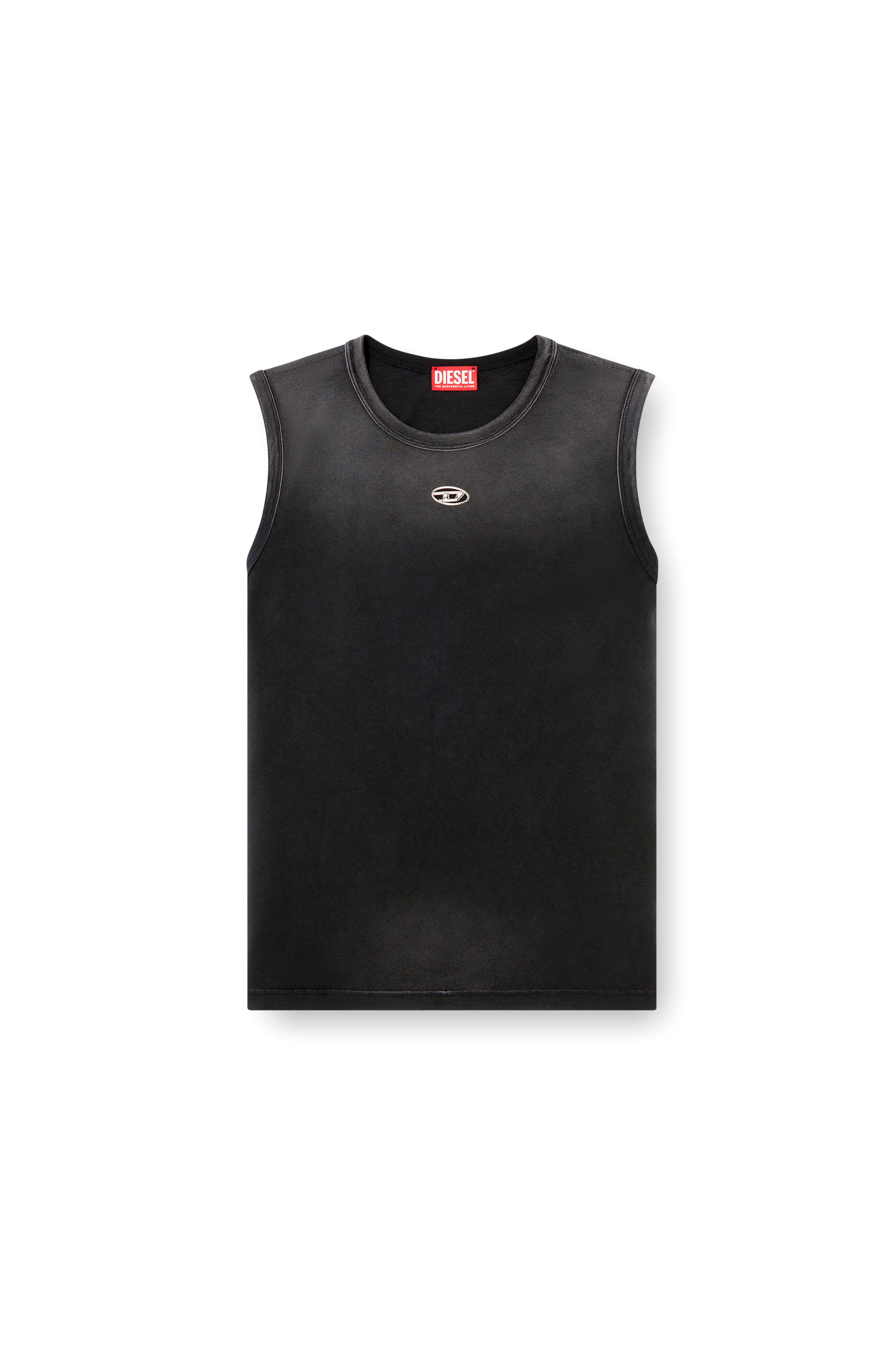 Diesel - T-BRICO-NEW, Herren Verblasstes Tanktop mit Cutout-Oval D in Schwarz - 3