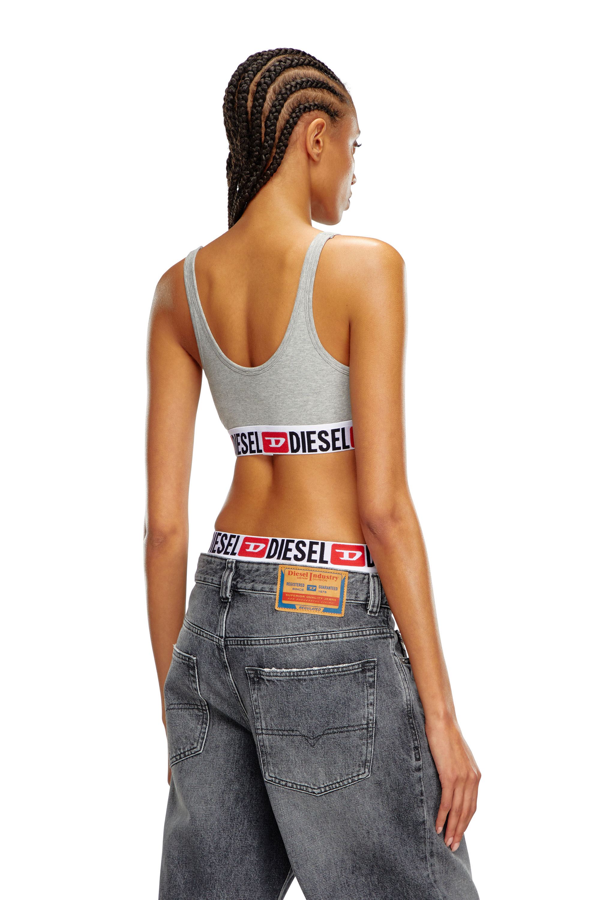 Diesel - UFSB-ORIBA, Damen Bralette mit Logoband in Grau - 3