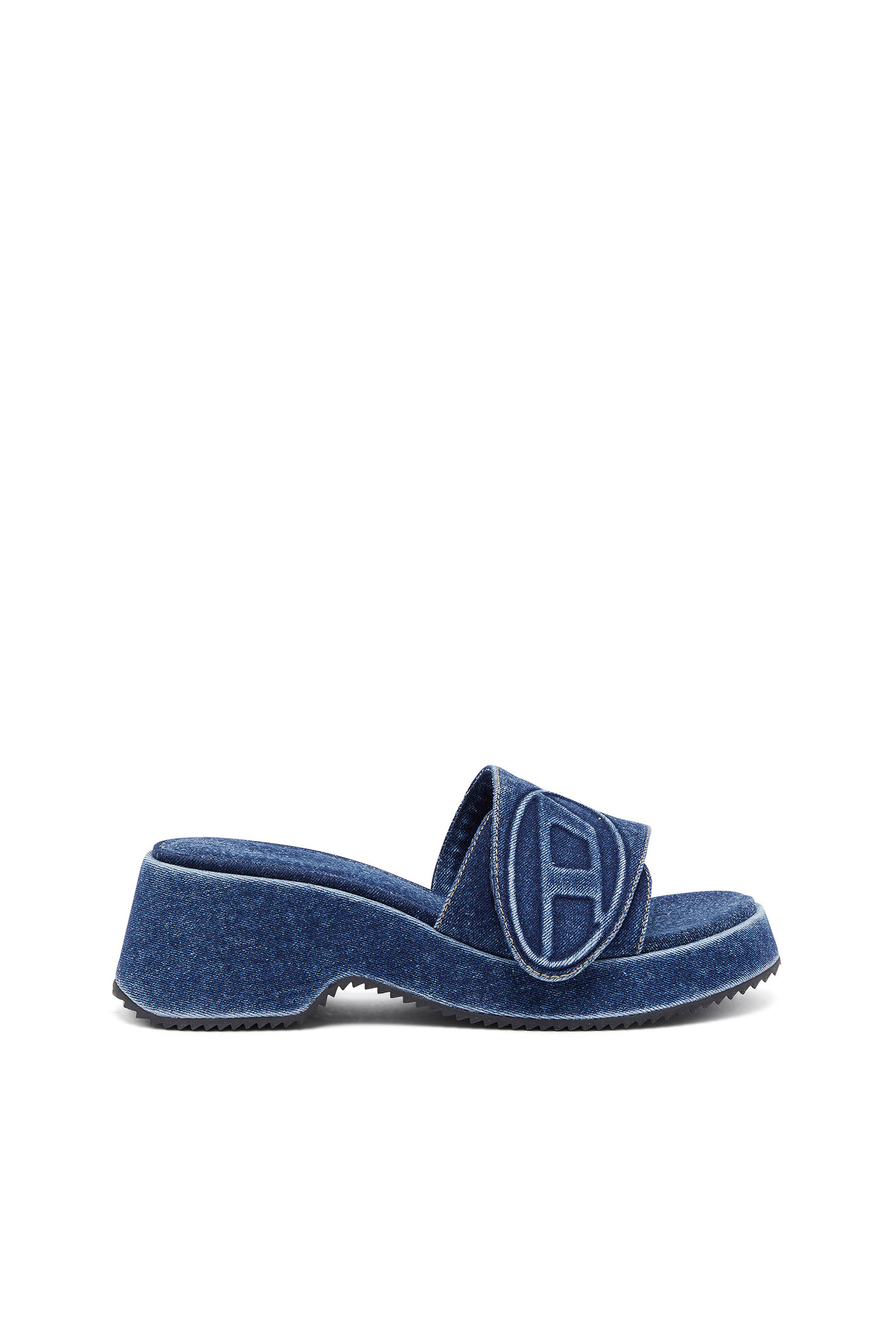 Diesel - SA-OVAL D PF W, Damen Sa-Oval D-Slide-Sandaletten aus Denim mit Oval D-Riemen in Blau - 1