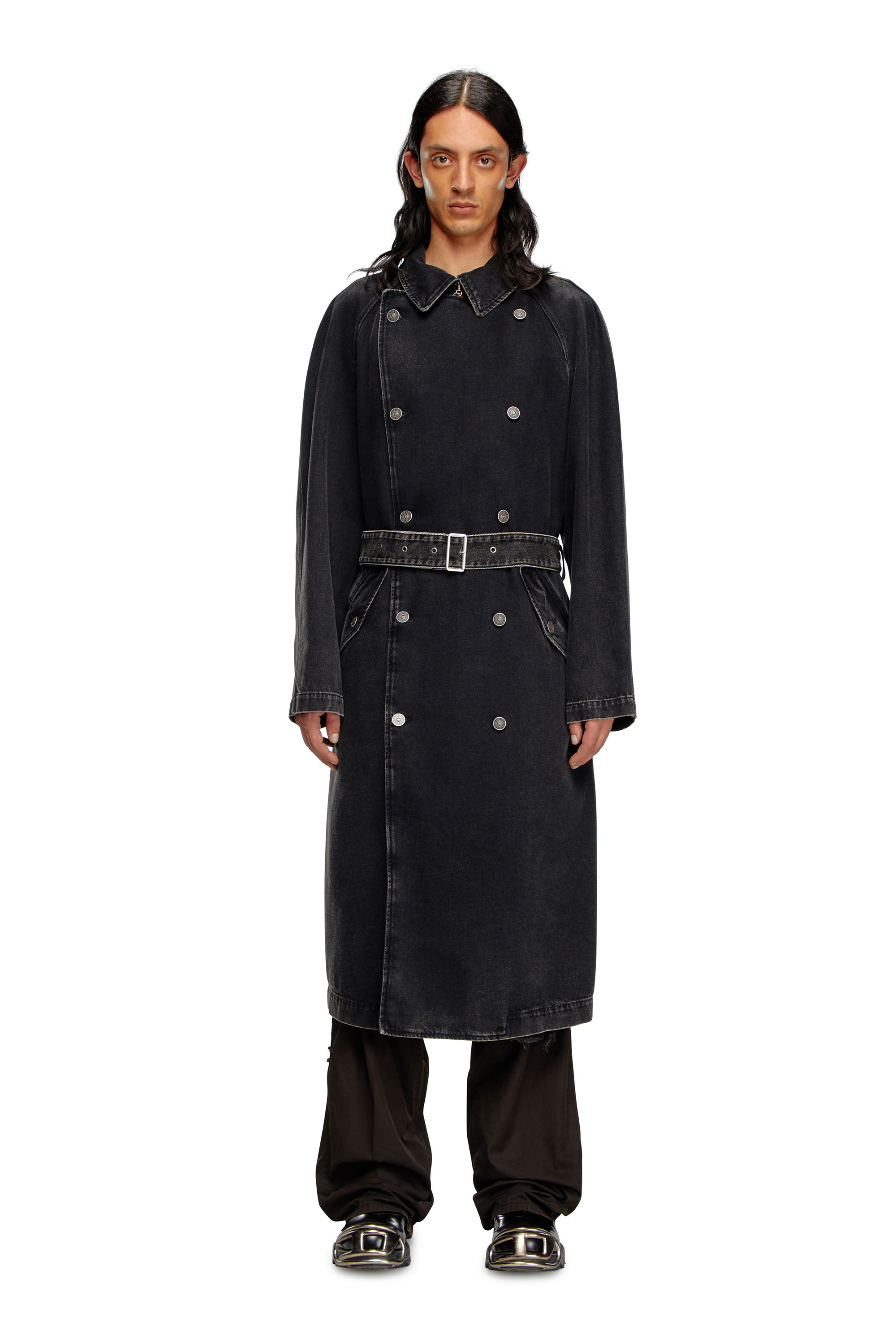 Diesel - D-DELIRIOUS-D, Trench in denim lavaggio clean Uomo in Nero - 2