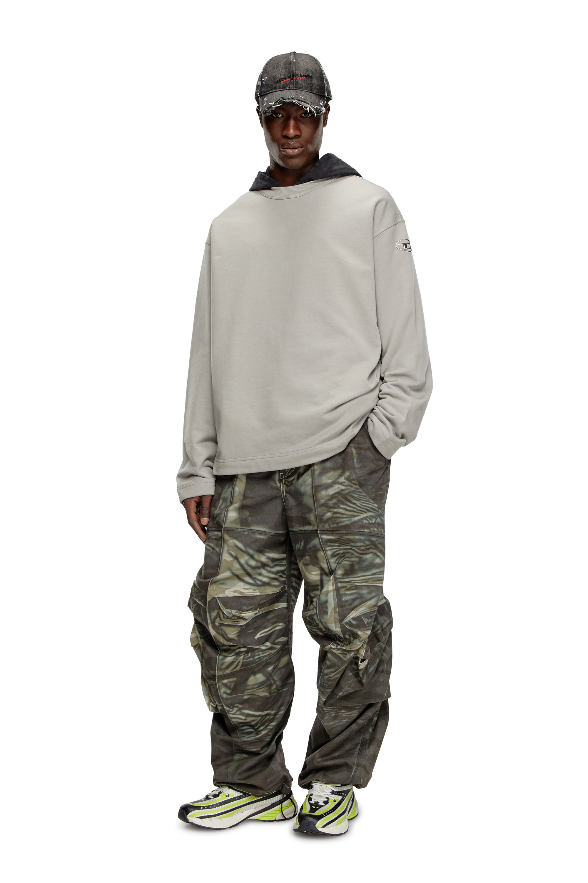 Diesel - S-MACSIS-OD, Sweat-shirt oversize avec logo métallisé Homme in Gris - 2