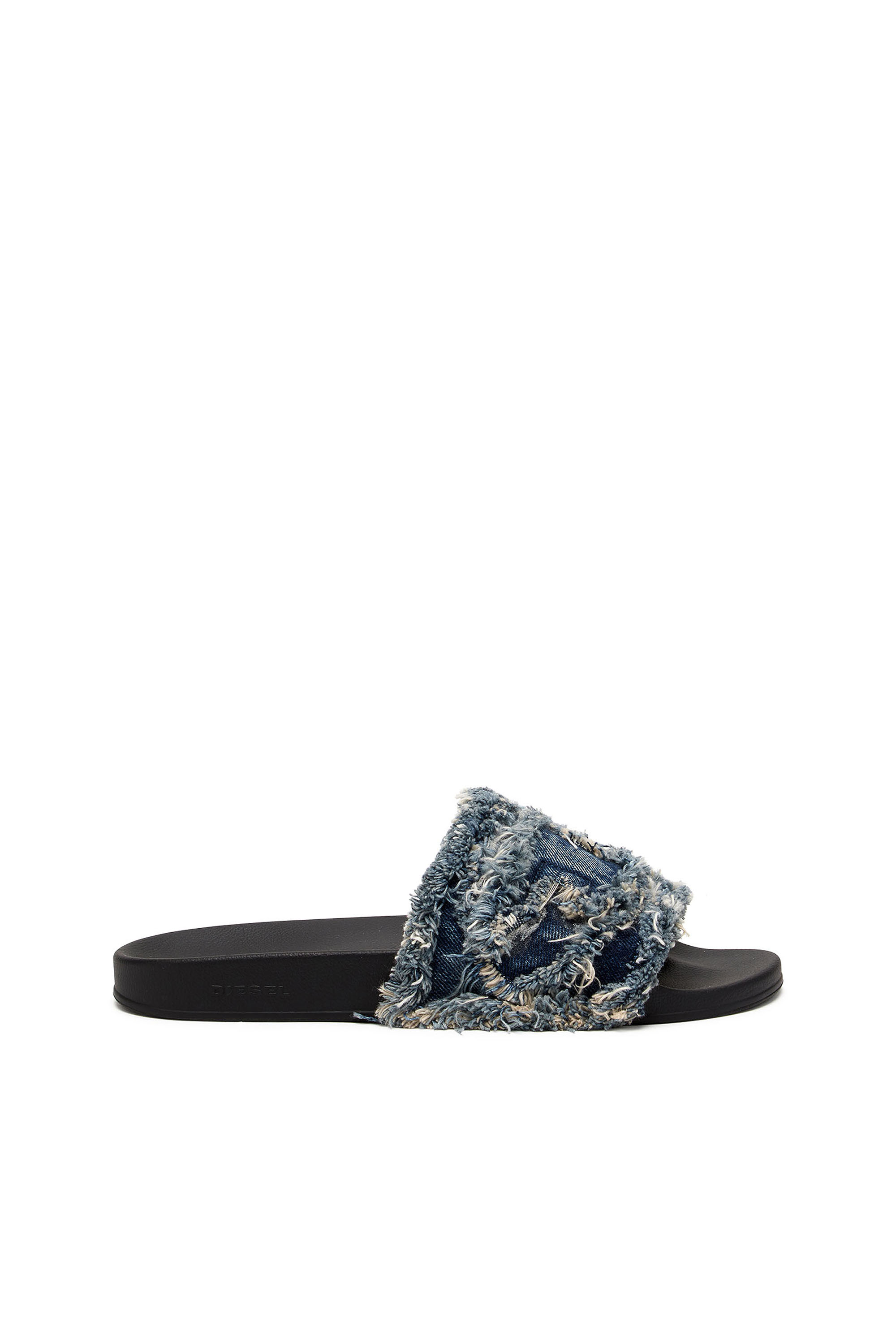 Diesel - SA-SLIDE D DENIM, Damen Sa-Slide D-Slides aus ausgefranstem Denim in Blau - 1