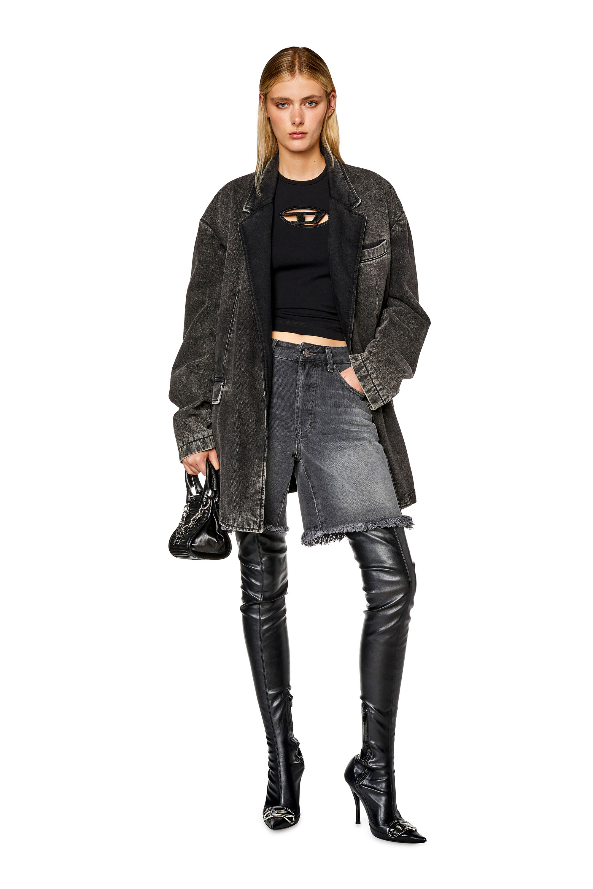 Diesel - T-ANGIE, Damen T-Shirt mit Cutout-Logo in Schwarz - 2