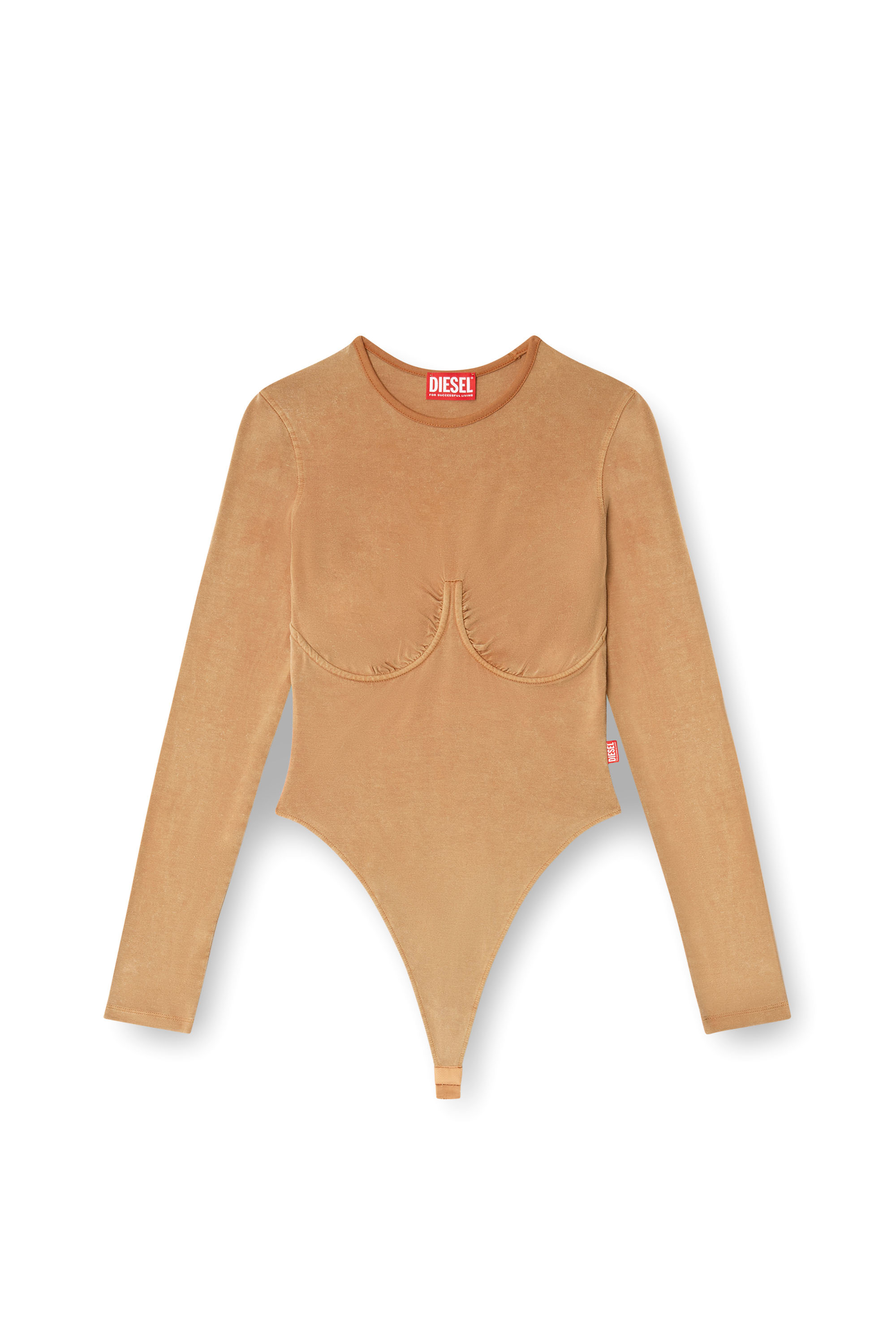 Diesel - T-FINNE-Q2, Body à manches longues avec détail soutien-gorge Femme in Marron - 3