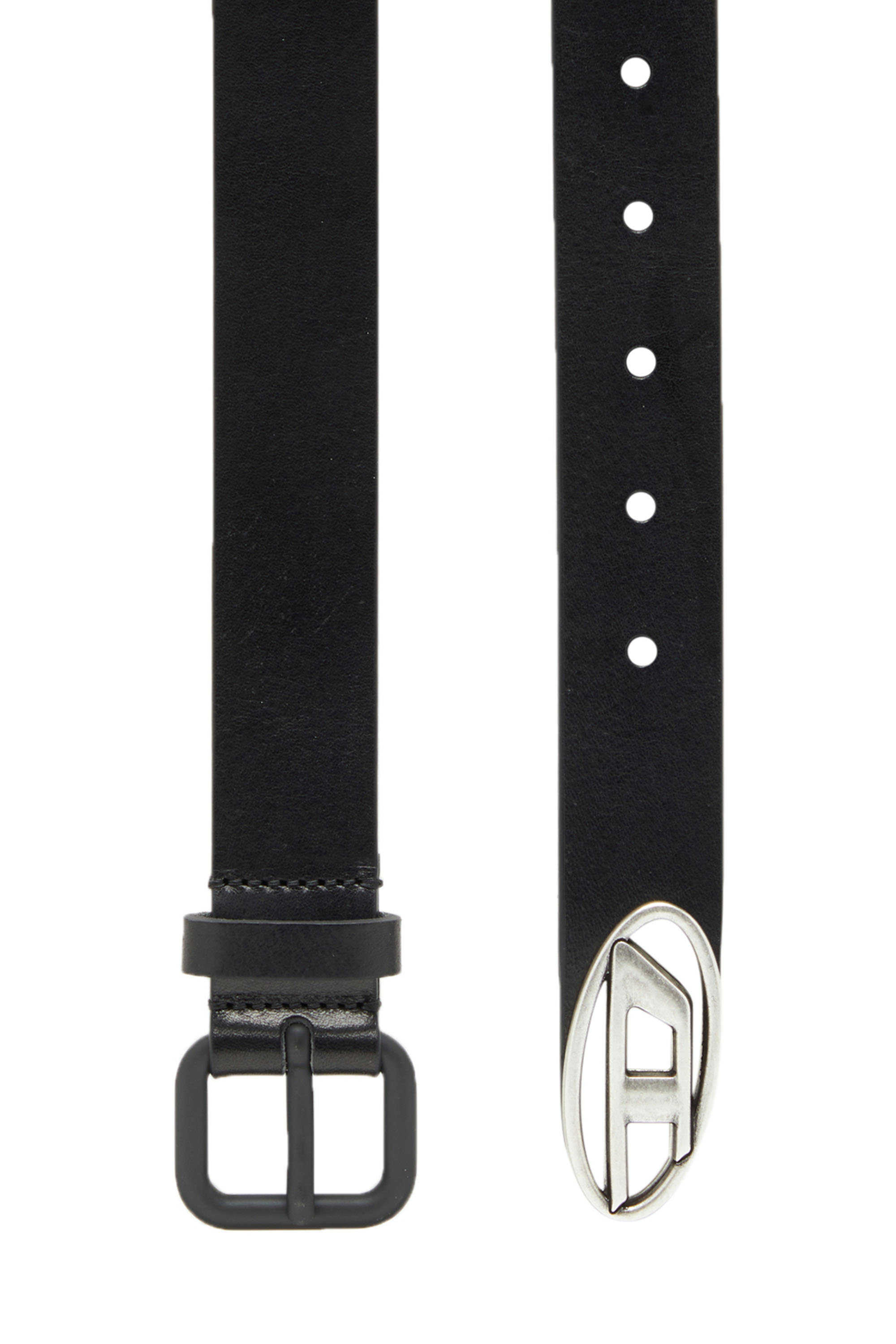 Diesel - B-INLAY, Unisex Gürtel aus Leder mit oval D-Logo in Schwarz - 1