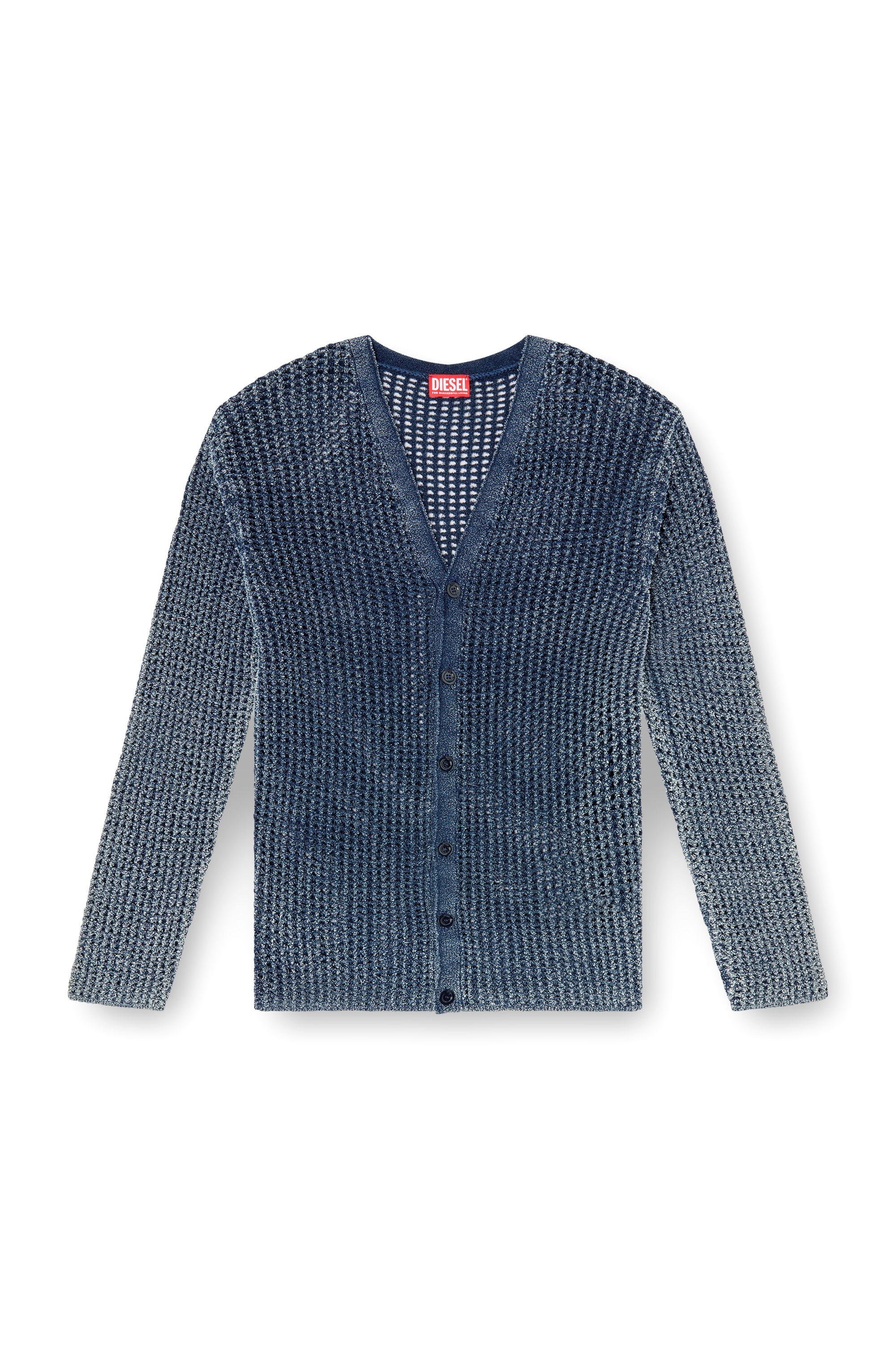 Diesel - K-REDRAM, Herren Cardigan aus Mesh und Denim-Garn in Blau - 3