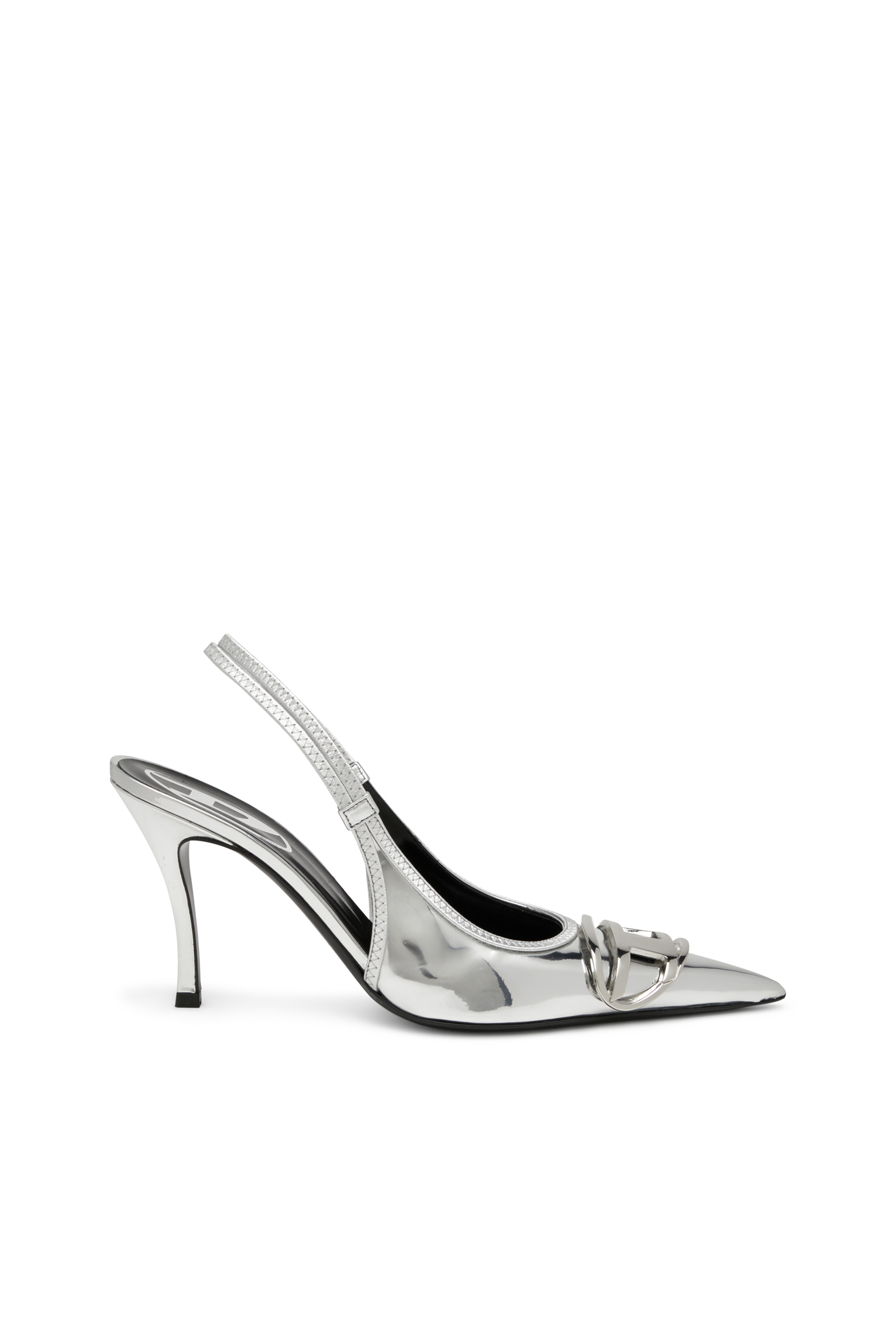 Diesel - D-VENUS SB, Damen D-Venus-Slingback-Pumps mit Hochglanz-Finish in Silber - 1