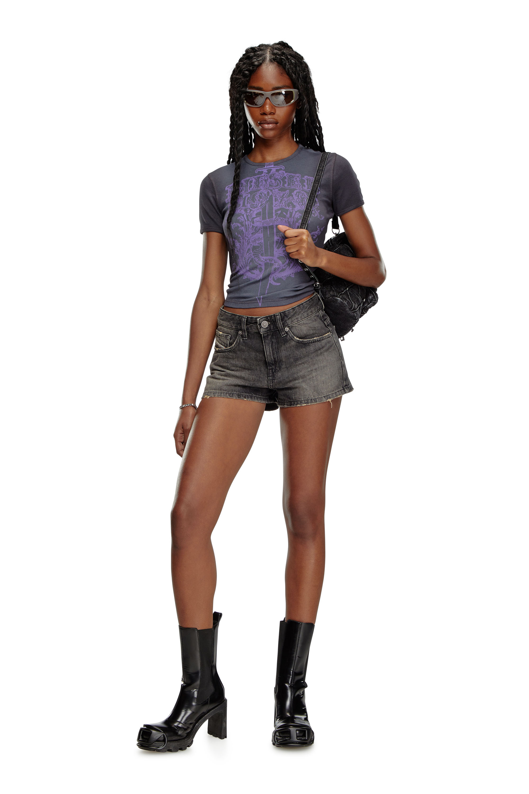 Diesel - DE-YUBA, Short en denim Femme in Noir - 2