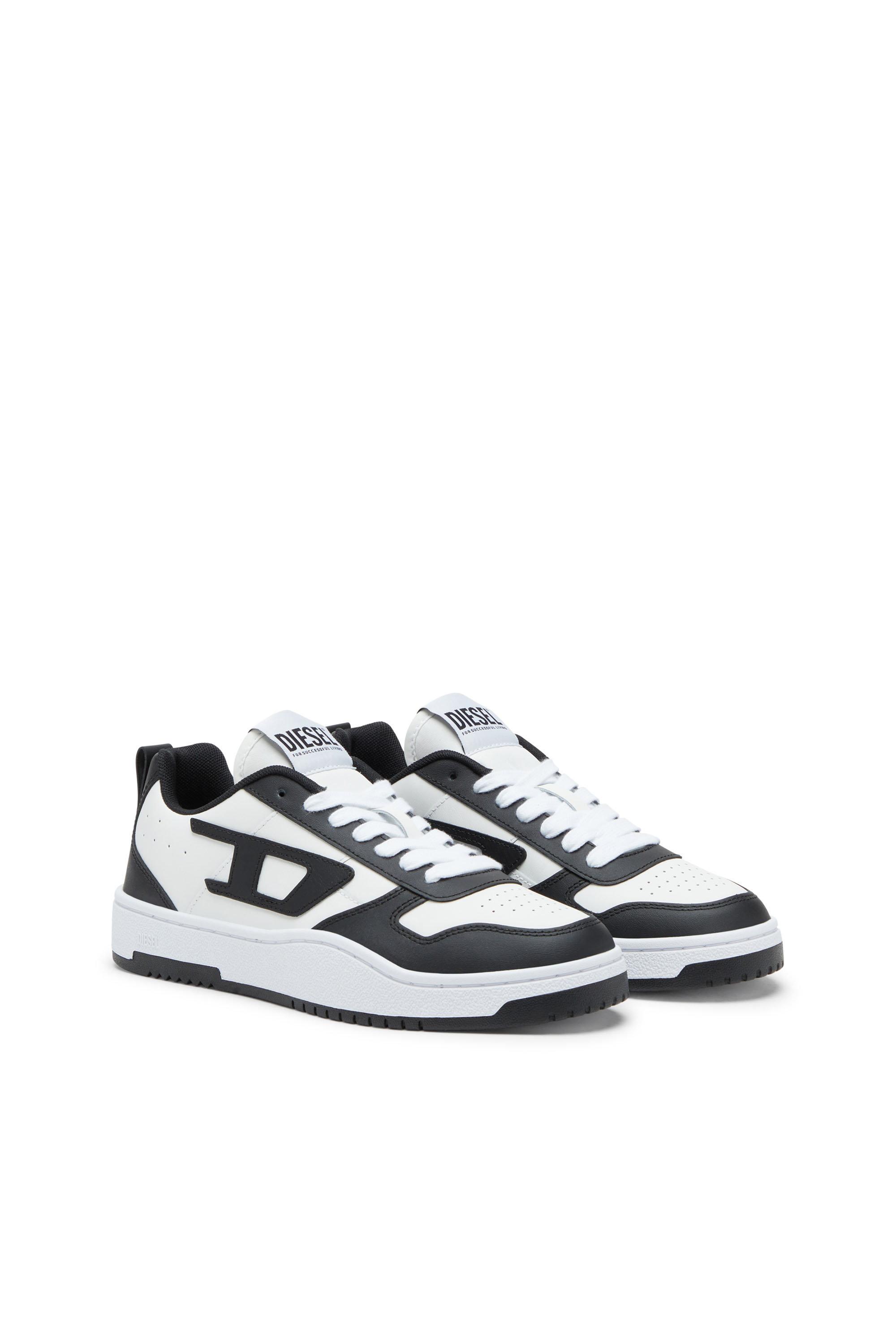 Diesel - S-UKIYO V2 LOW, Herren S-Ukiyo Low-Low Top-Sneakers aus Leder und Nylon in Schwarz/Weiss - 2