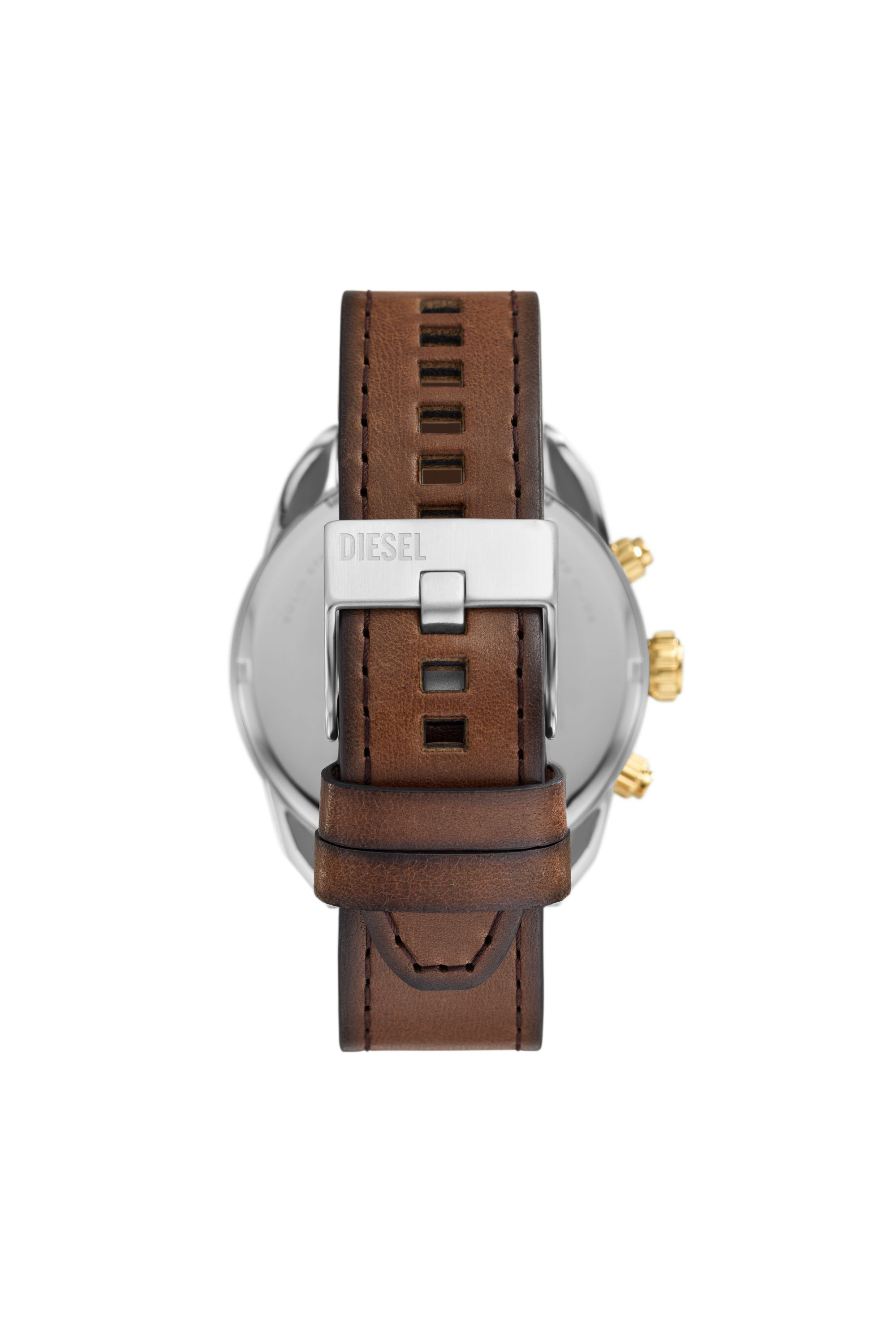 Diesel - DZ4665, Montre chronographe Spiked en cuir marron Homme in Marron - 2