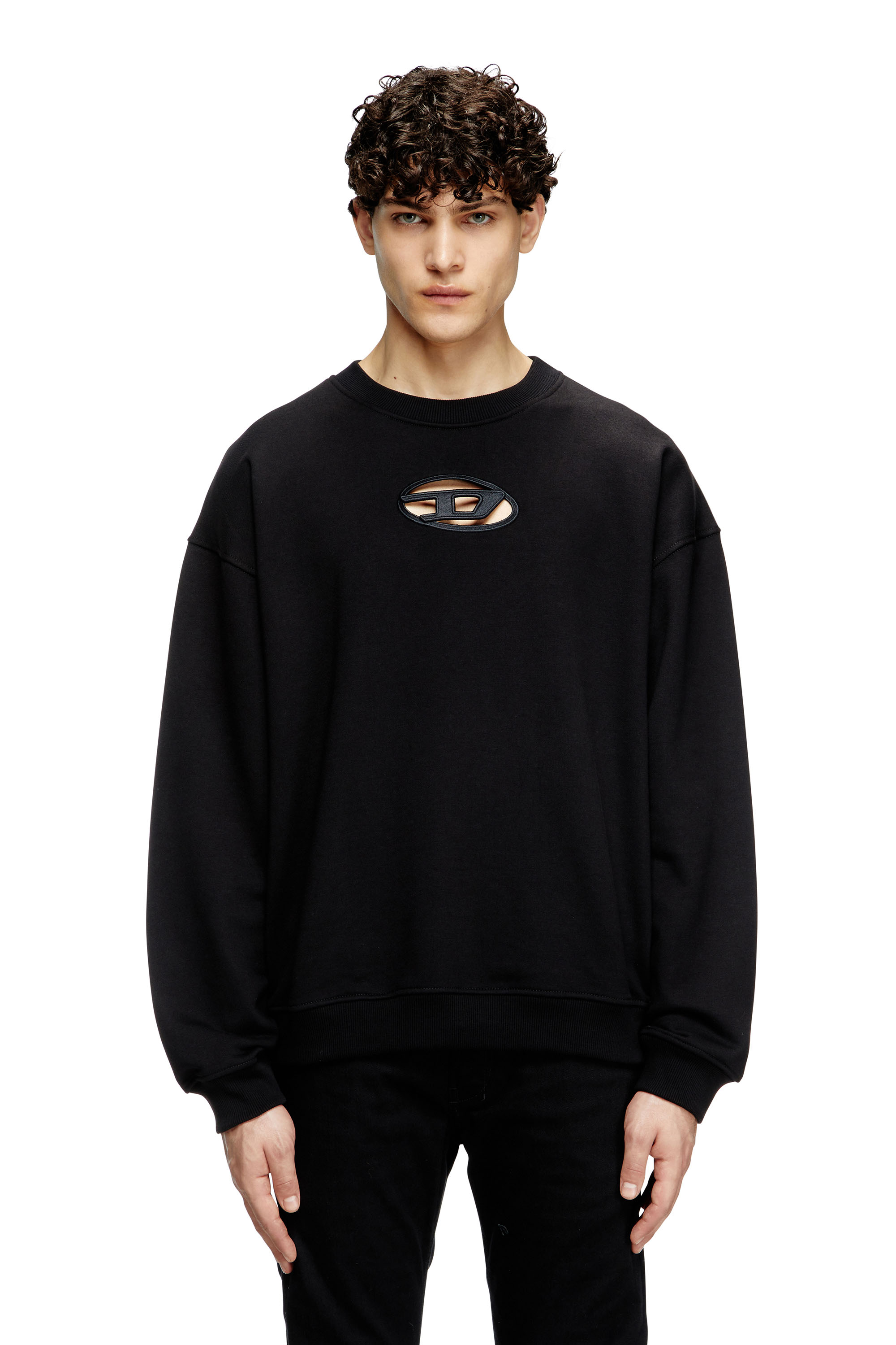 Diesel - S-BOXT-OD, Sweat-shirt avec cut-out Oval D Homme in Noir - 1