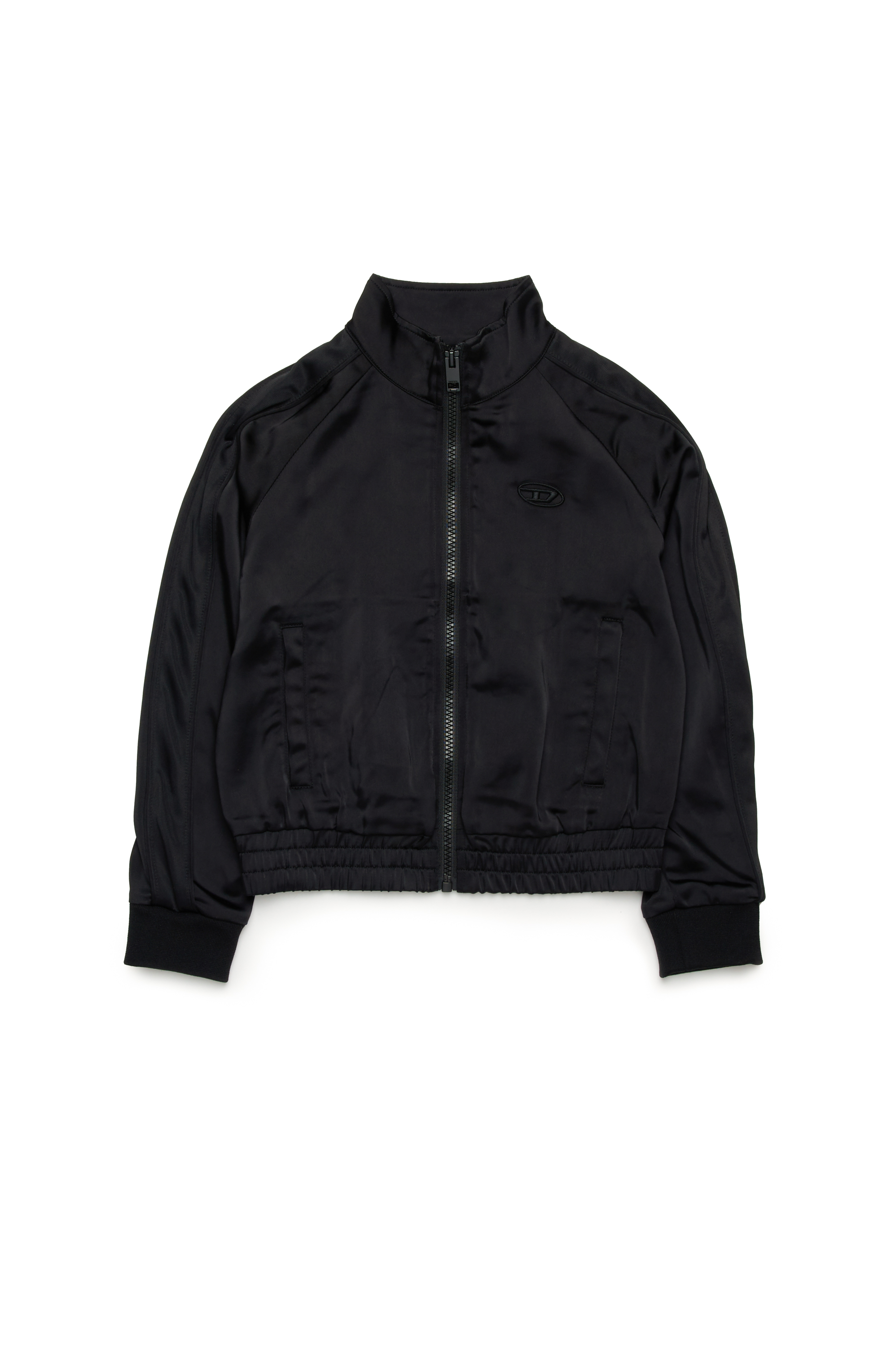 Diesel - SGLORIOUS, Veste de survêtement en satin et jersey technique Femme in Noir - 1