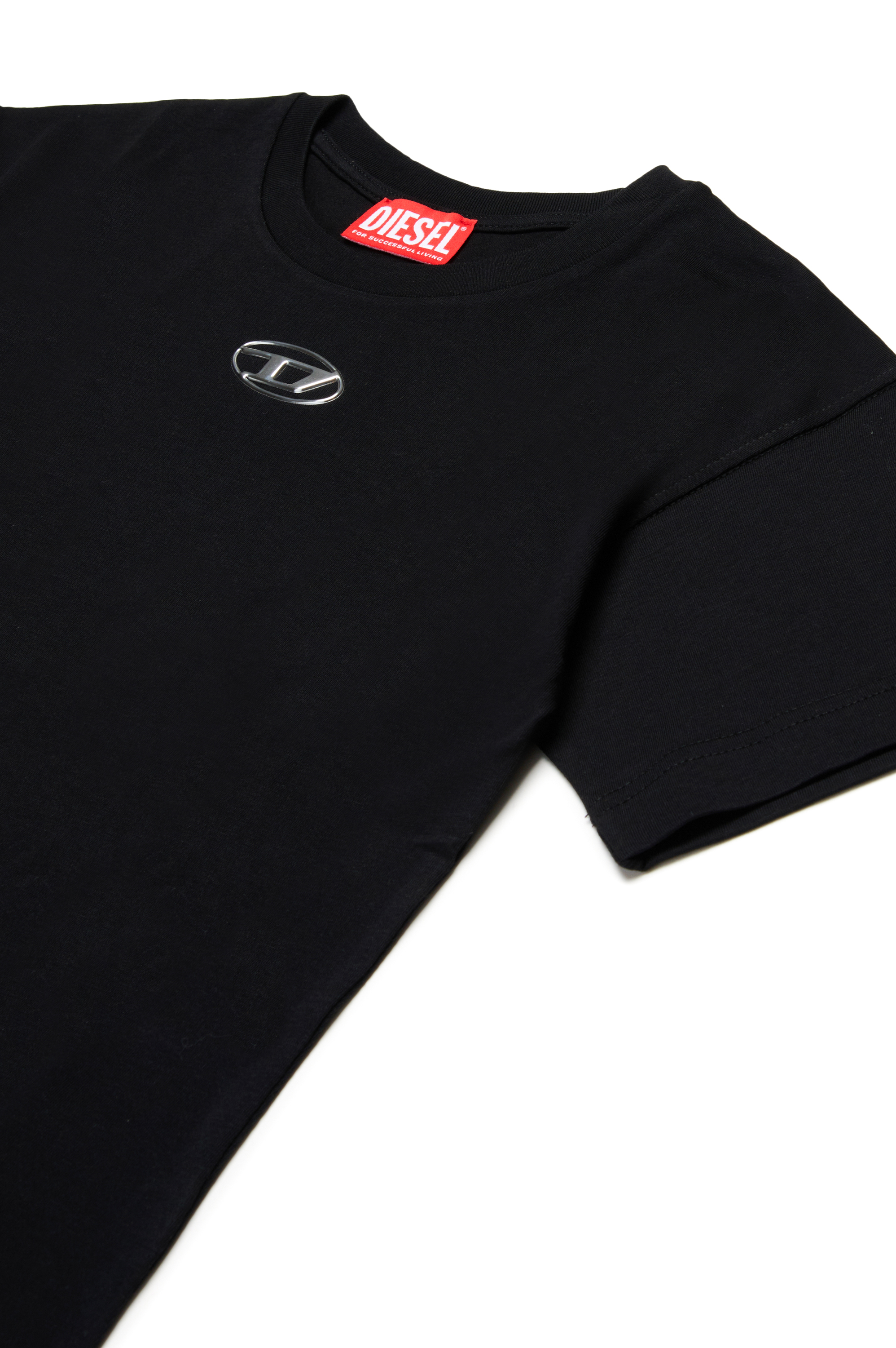 Diesel - TMARCUS OVER, T-shirt con logo Oval D effetto metallo Uomo in Nero - 3