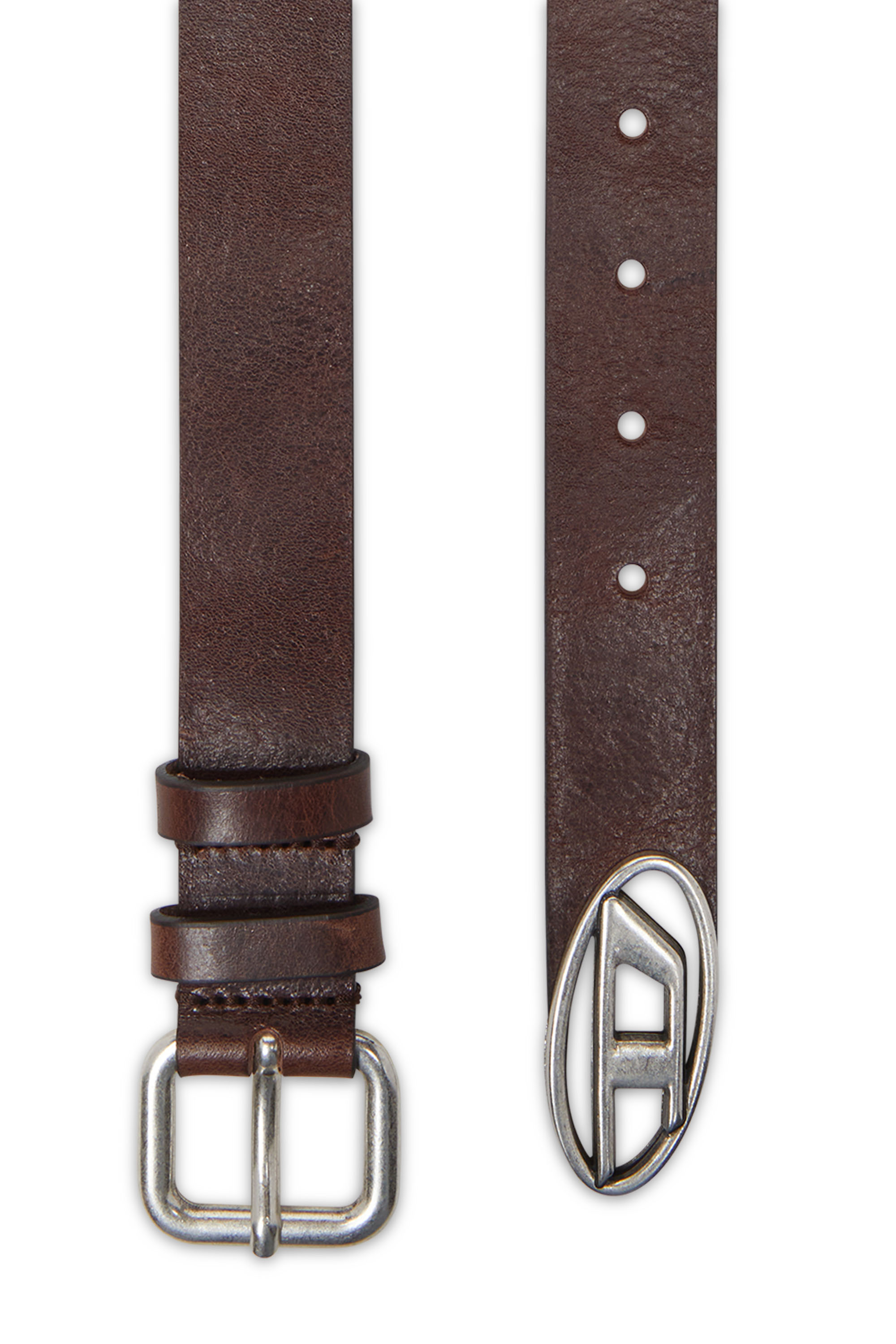 Diesel - B-INLAY, Unisex Gürtel aus Leder mit oval D-Logo in Braun - 2