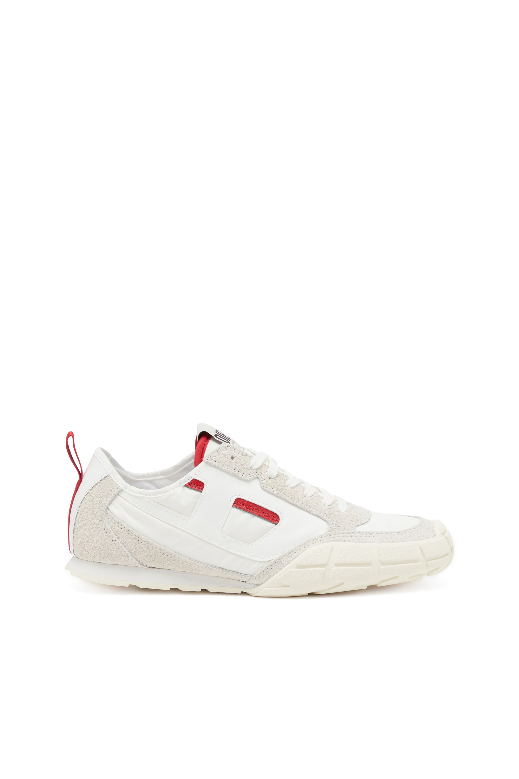 Diesel - S-PAGODHA LOW, Herren Sneakers aus Leder, Wildleder und Ripstop in Weiss/Rot - 1