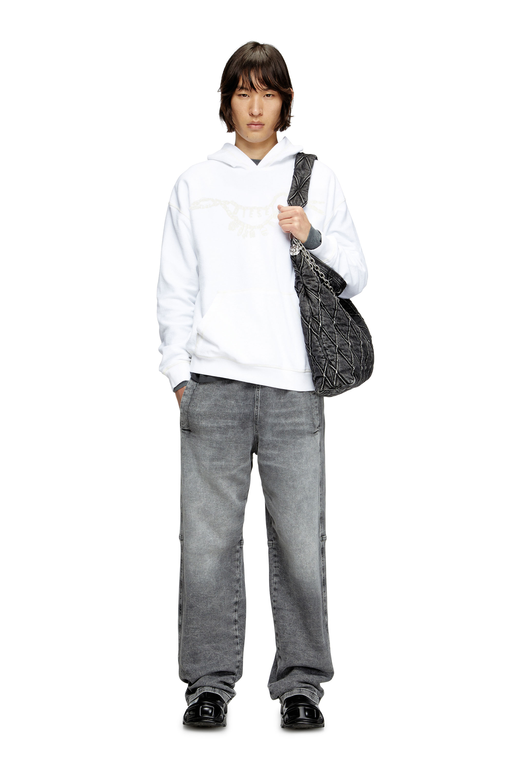 Diesel - S-BOXT-HOOD-HOSHI, Sweat-shirt à capuche avec imprimé collier à breloques Mixte in Blanc - 2
