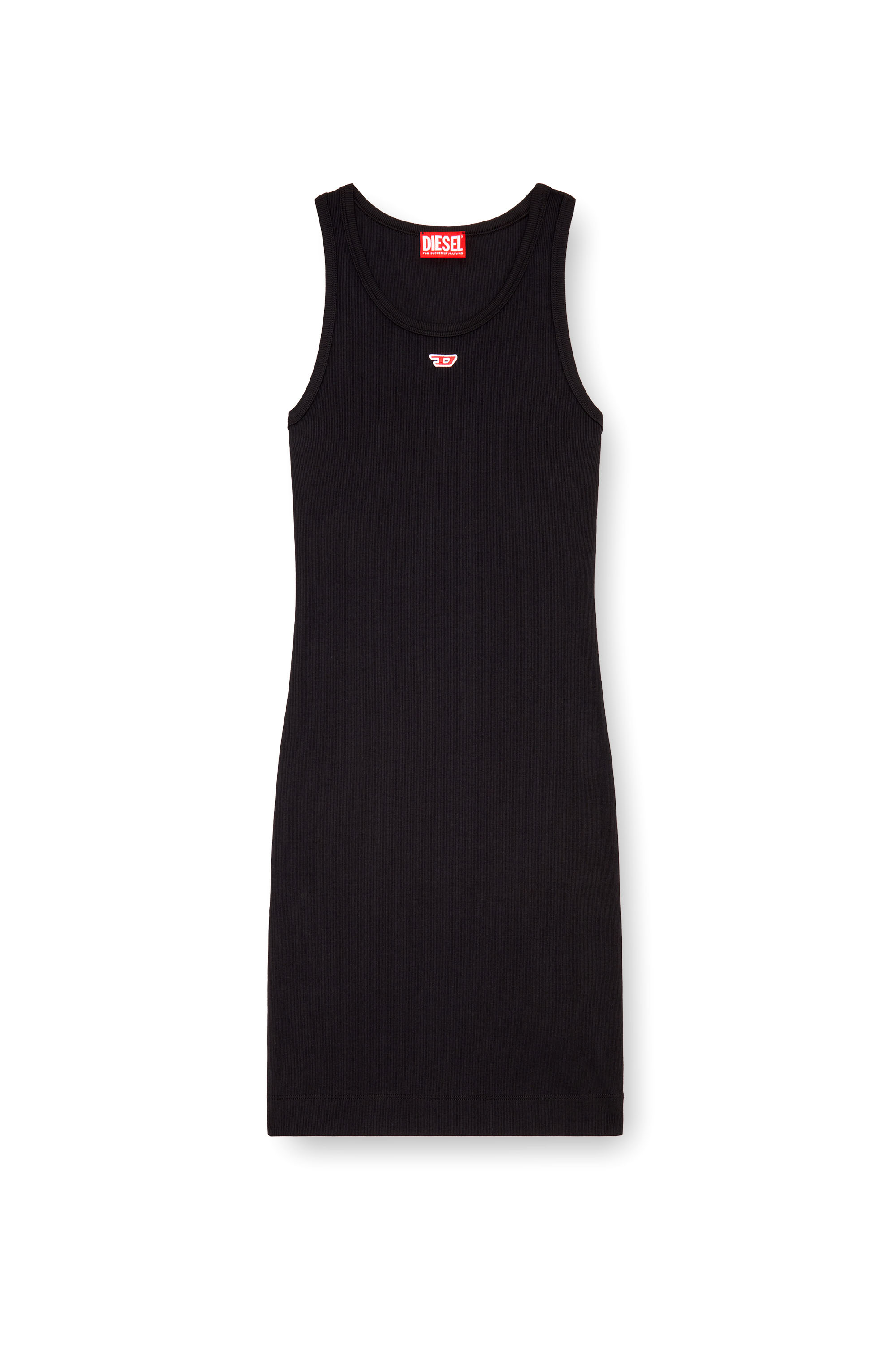 Diesel - D-TANK-LONG-D, Damen Kurzes Tank-Kleid mit D-Logo in Schwarz - 2