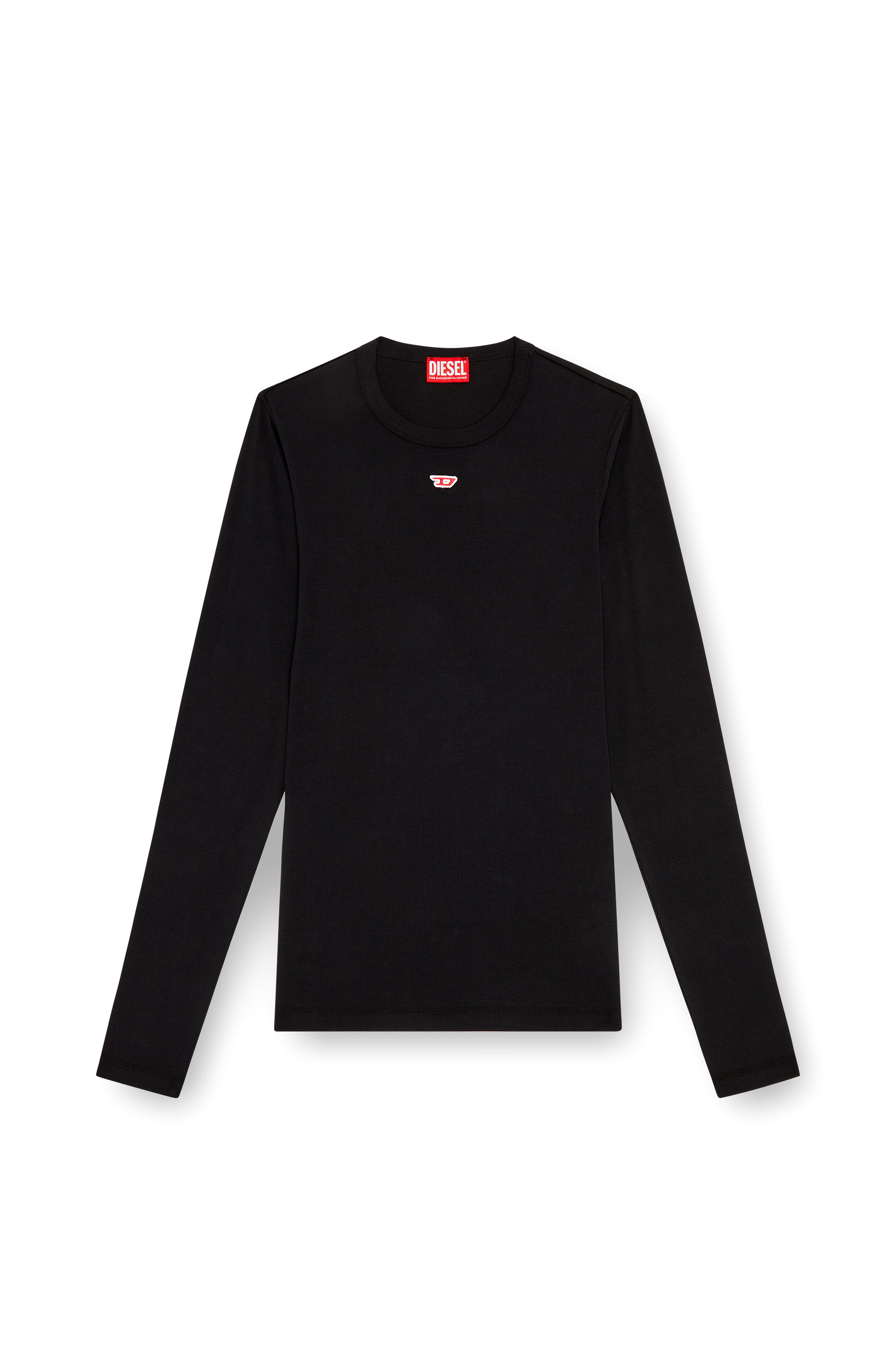 Diesel - D-RIBBER-LS-N, T-shirt à manches longues avec empiècement D Homme in Noir - 3