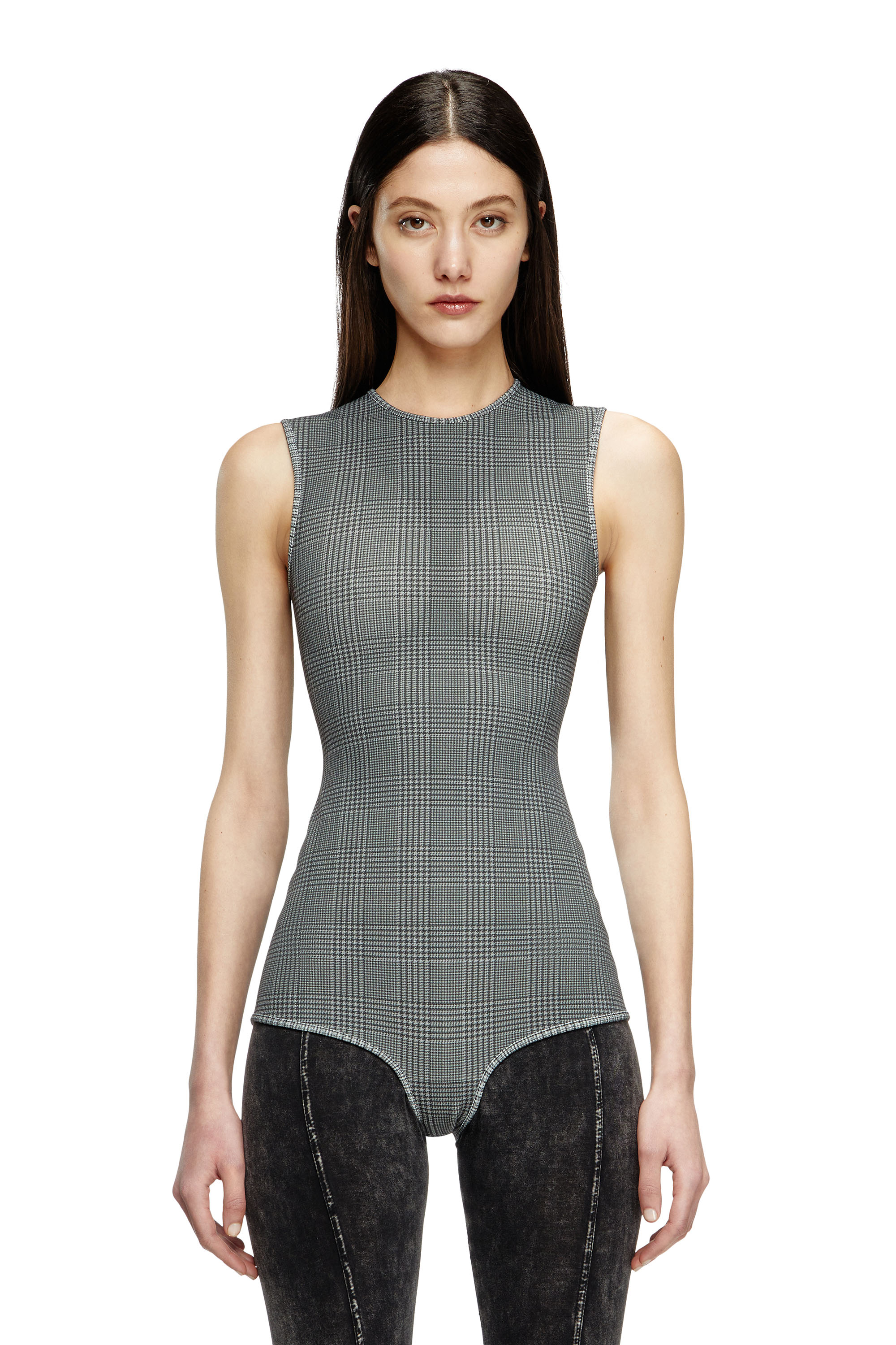 Diesel - J-ETTA, Damen Body aus kariertem verbundenem Jersey in Grau - 2
