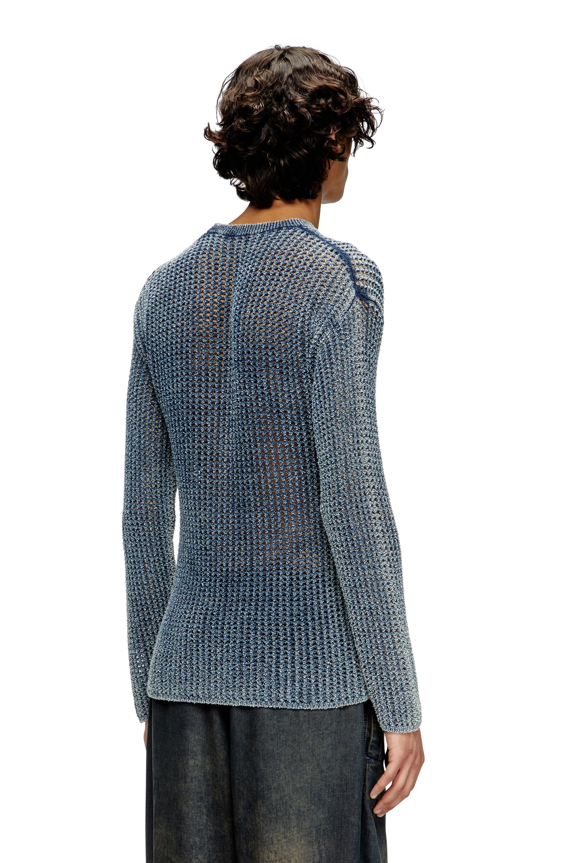 Diesel - K-REDROS, Herren Pullover aus Mesh und Denim-Garn in Blau - 4