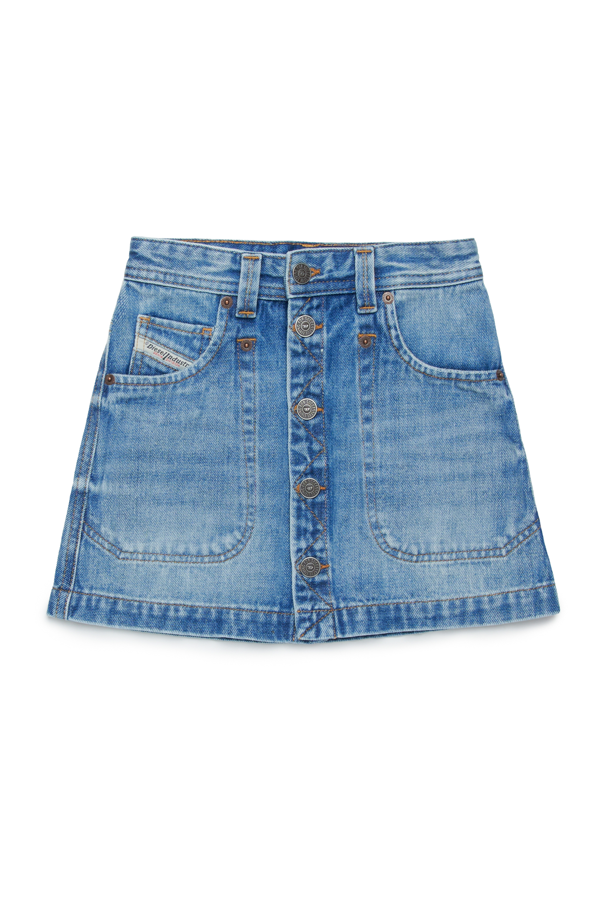 Diesel - GEALBUS, Mini-jupe en denim boutonnée sur le devant Femme in Bleu - 1