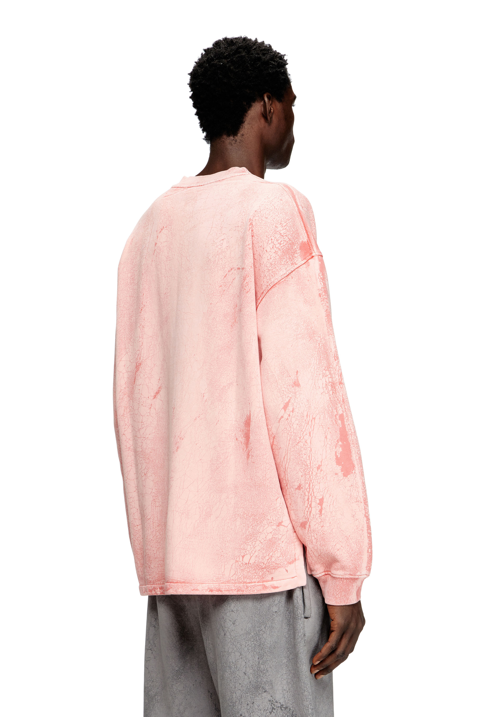 Diesel - S-BAXT-T1, Sweat-shirt effet craquelé avec micro logo Homme in Rose - 4