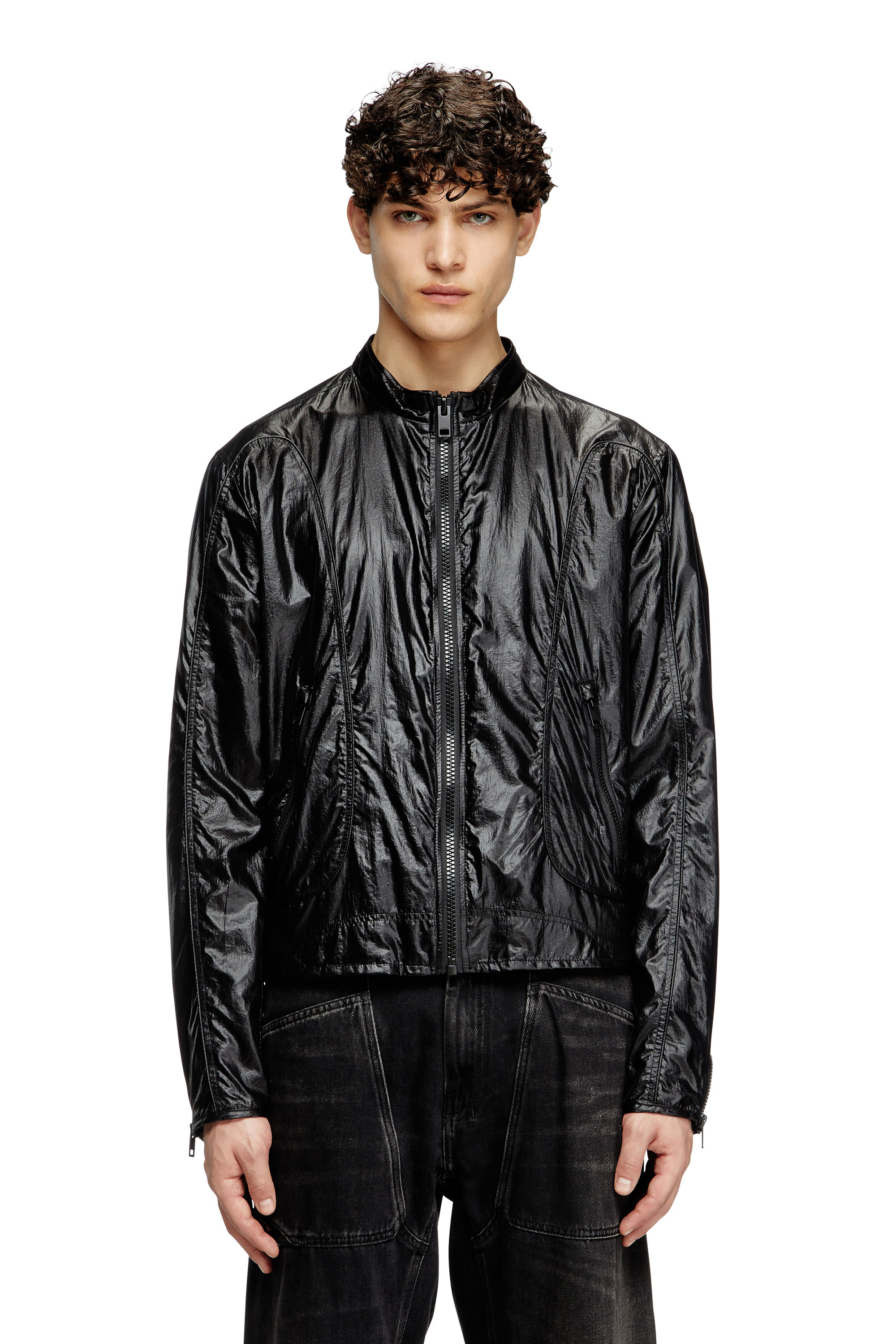 Diesel - J-CLAYS, Veste biker en ripstop brillant Homme in Noir - 1
