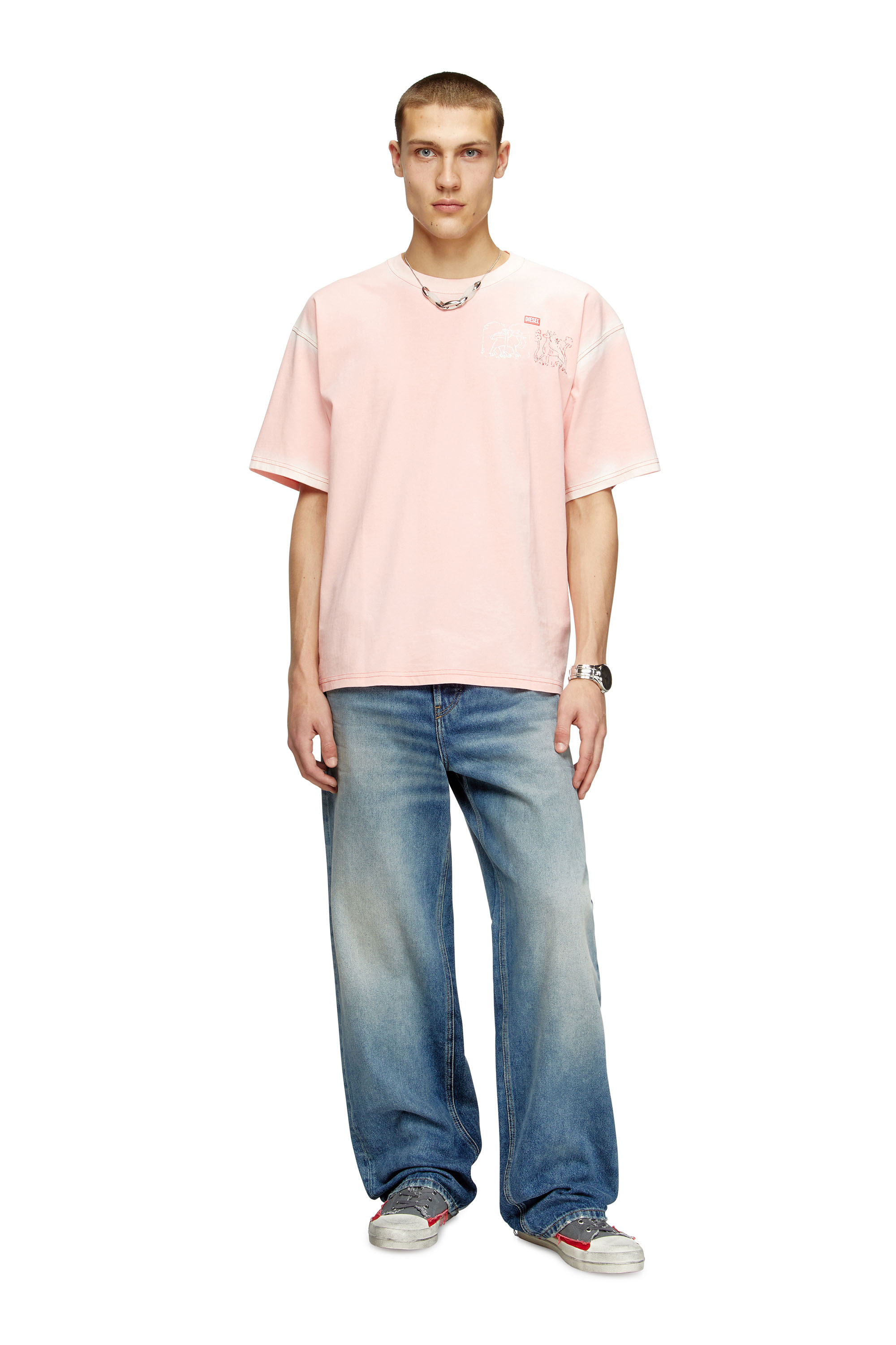 Diesel - T-BOXT-T10, Herren T-Shirt mit Schwert-Print in Rosa - 2