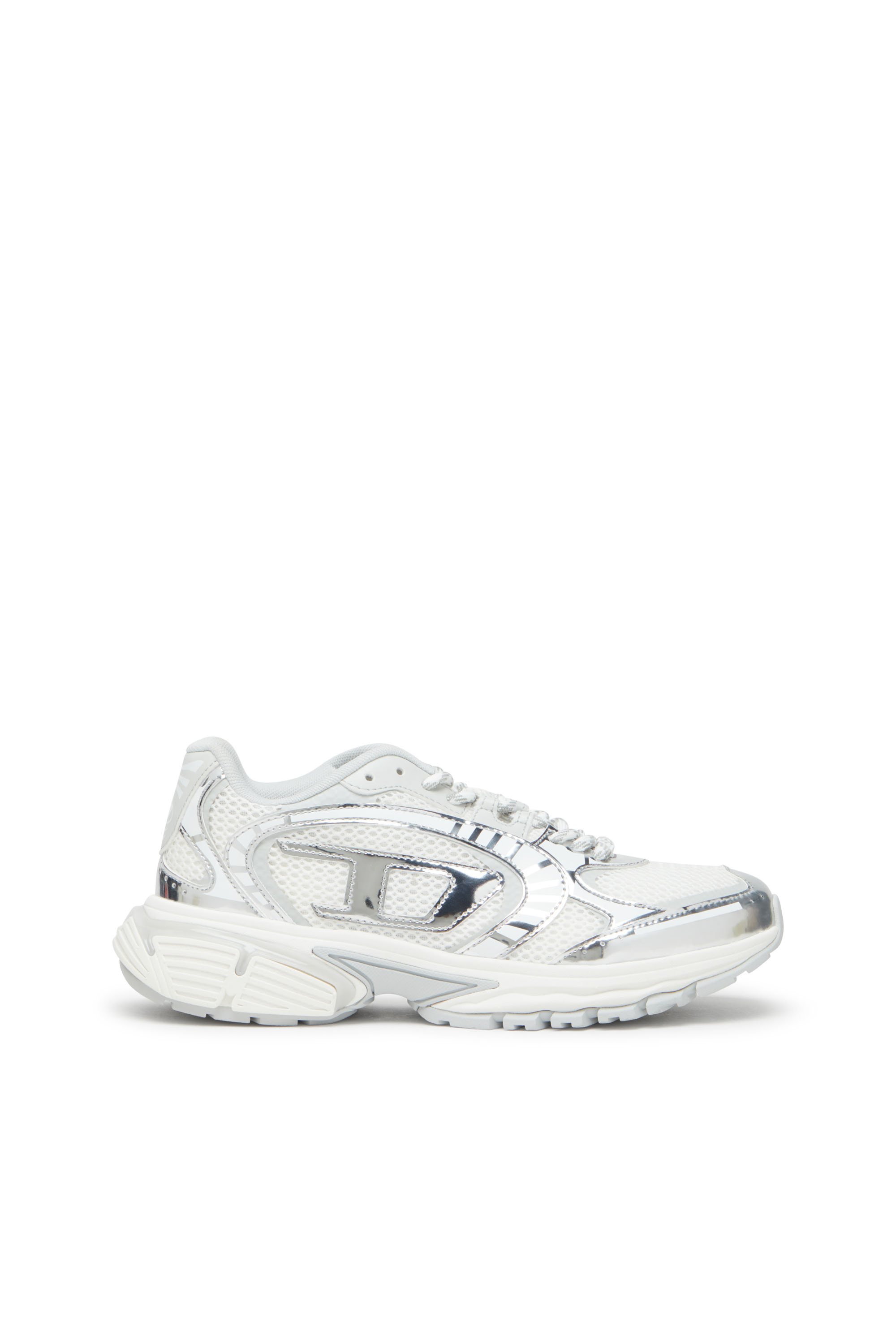 Diesel - S-PRO-V-DENSE LOW W, S-Pro-V-Dense-Sneakers en mesh métallisé avec logo Oval D Femme in Blanc - 1