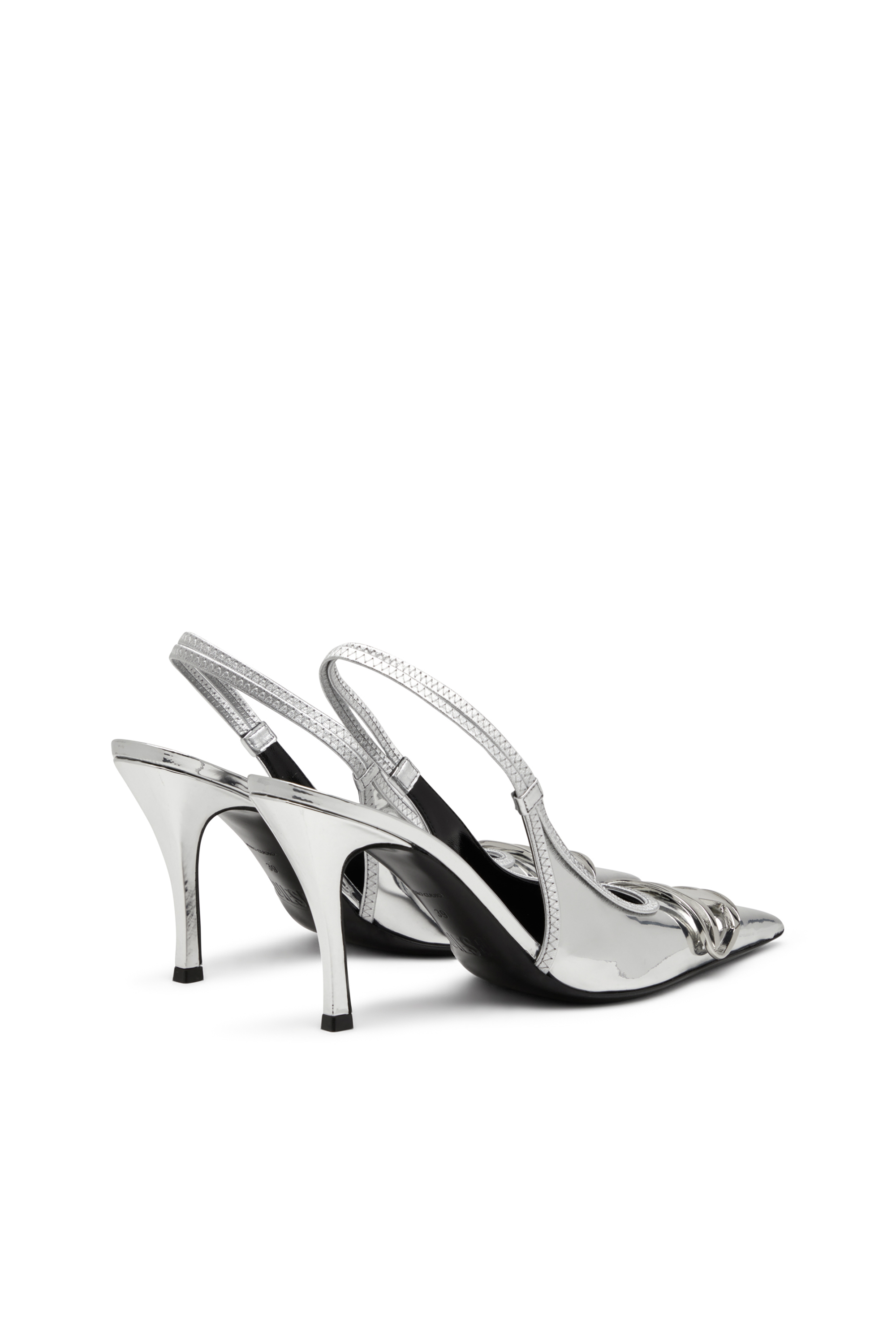 Diesel - D-VENUS SB, Damen D-Venus-Slingback-Pumps mit Hochglanz-Finish in Silber - 3