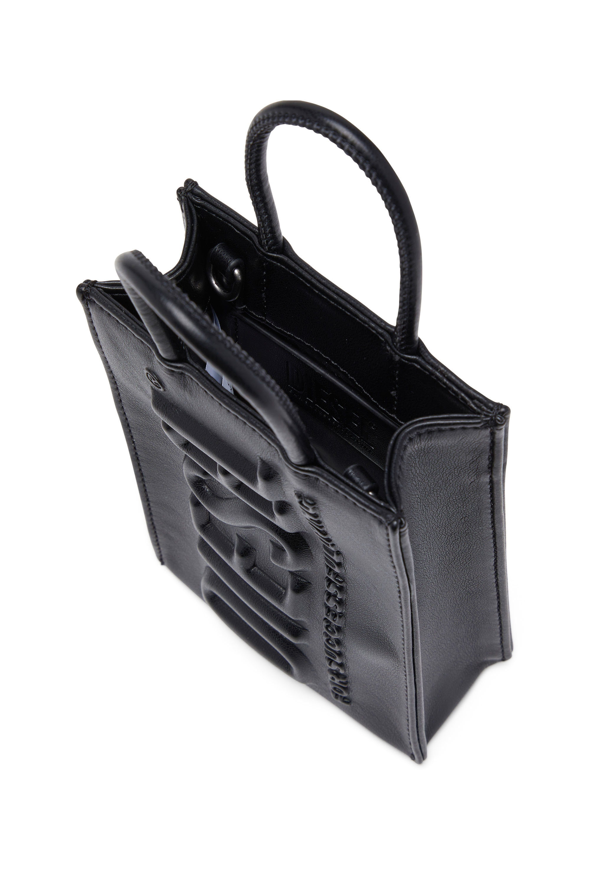 Diesel - DSL 3D SHOPPER MINI X, Dsl 3D Mini -Petit sac tote en PU avec logo embossé Homme in Noir - 4