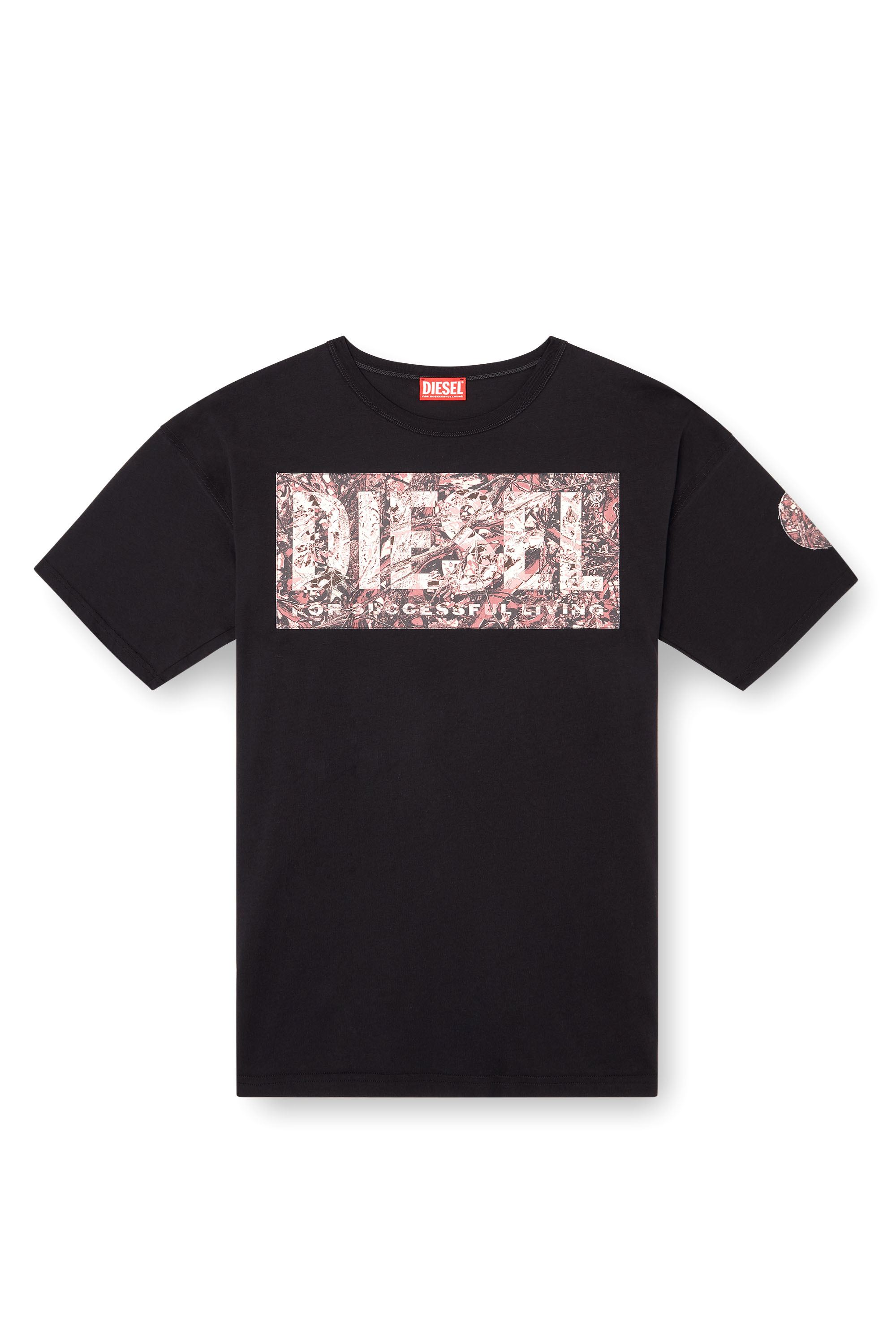 Diesel - T-BOXT-R22, T-shirt avec maxi empiècement en gabardine Homme in Noir - 3