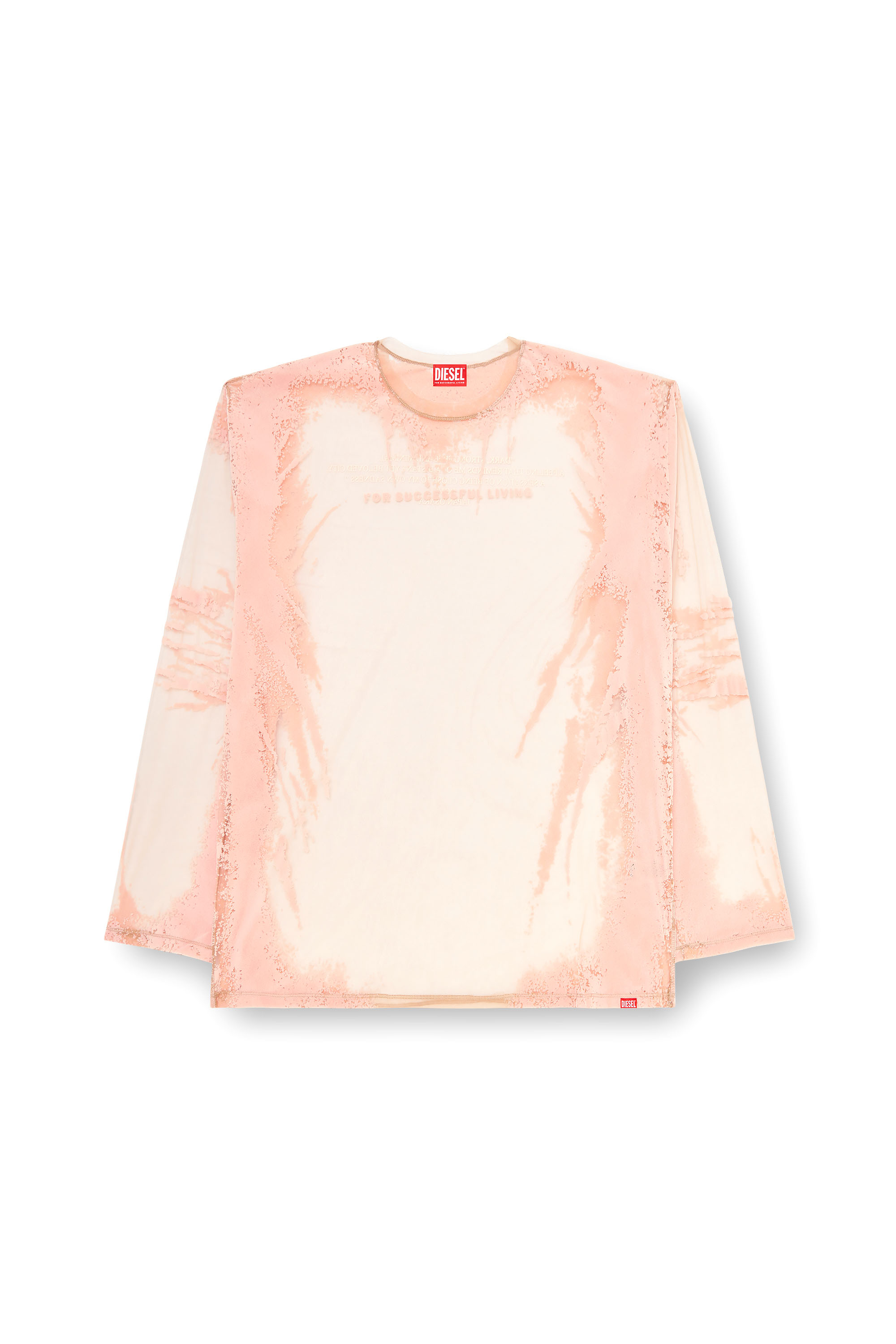 Diesel - T-HASSAN-LS-A, T-shirt en nylon à manches longues avec imprimé paroles Mixte in Rose - 3